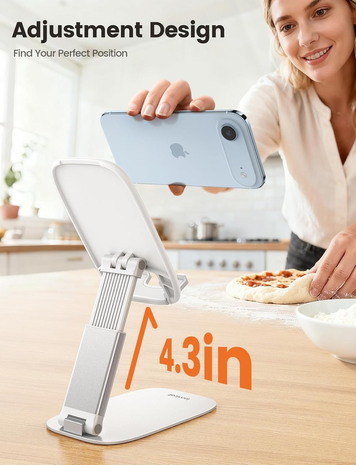 image:imageLamicall UltraThin Phone Holder for Desk Purple Office Desk Accessories Dark Purple Desk Office Supplies Decor Desktop Cellphone Stand Office Must Have for iPhone 17 16 Pro Max Gifts for WomenBWhite