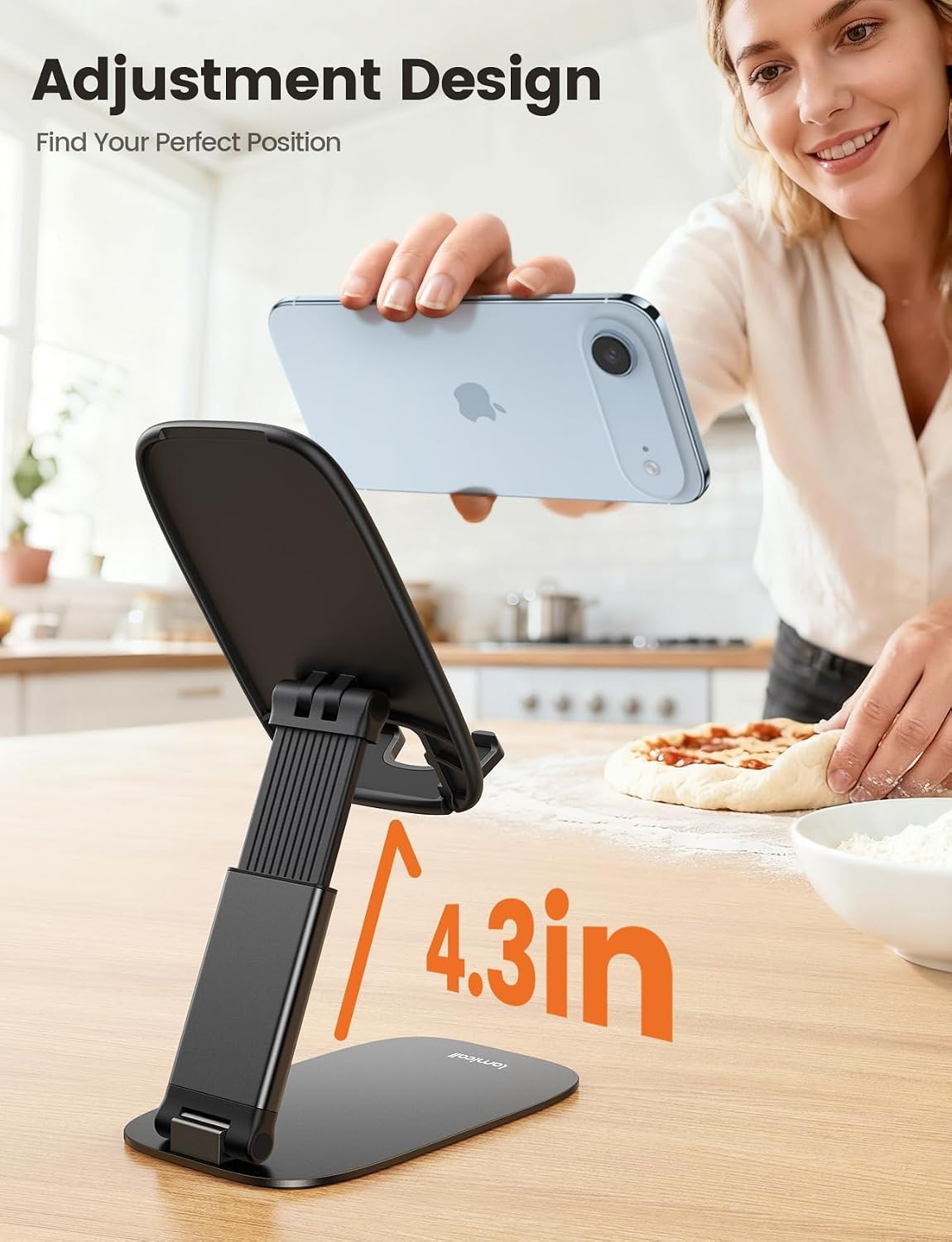 image:imageLamicall UltraThin Phone Holder for Desk Purple Office Desk Accessories Dark Purple Desk Office Supplies Decor Desktop Cellphone Stand Office Must Have for iPhone 17 16 Pro Max Gifts for WomenABlack