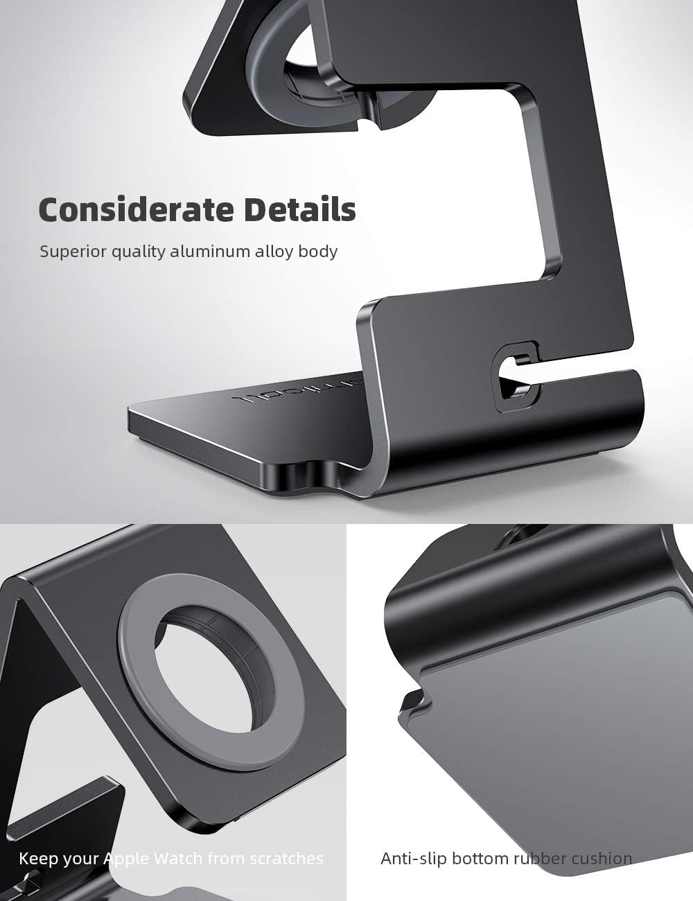 image:imageLamicall Watch Stand for Apple Watch Magnetic Fast Charger Aluminum Alloy Desk Charging Stand Holder Dock for iWatch SE3 SE2 Ultra 3 Series 11 10 9 8 7 6 5 4946454442414038mm1Black