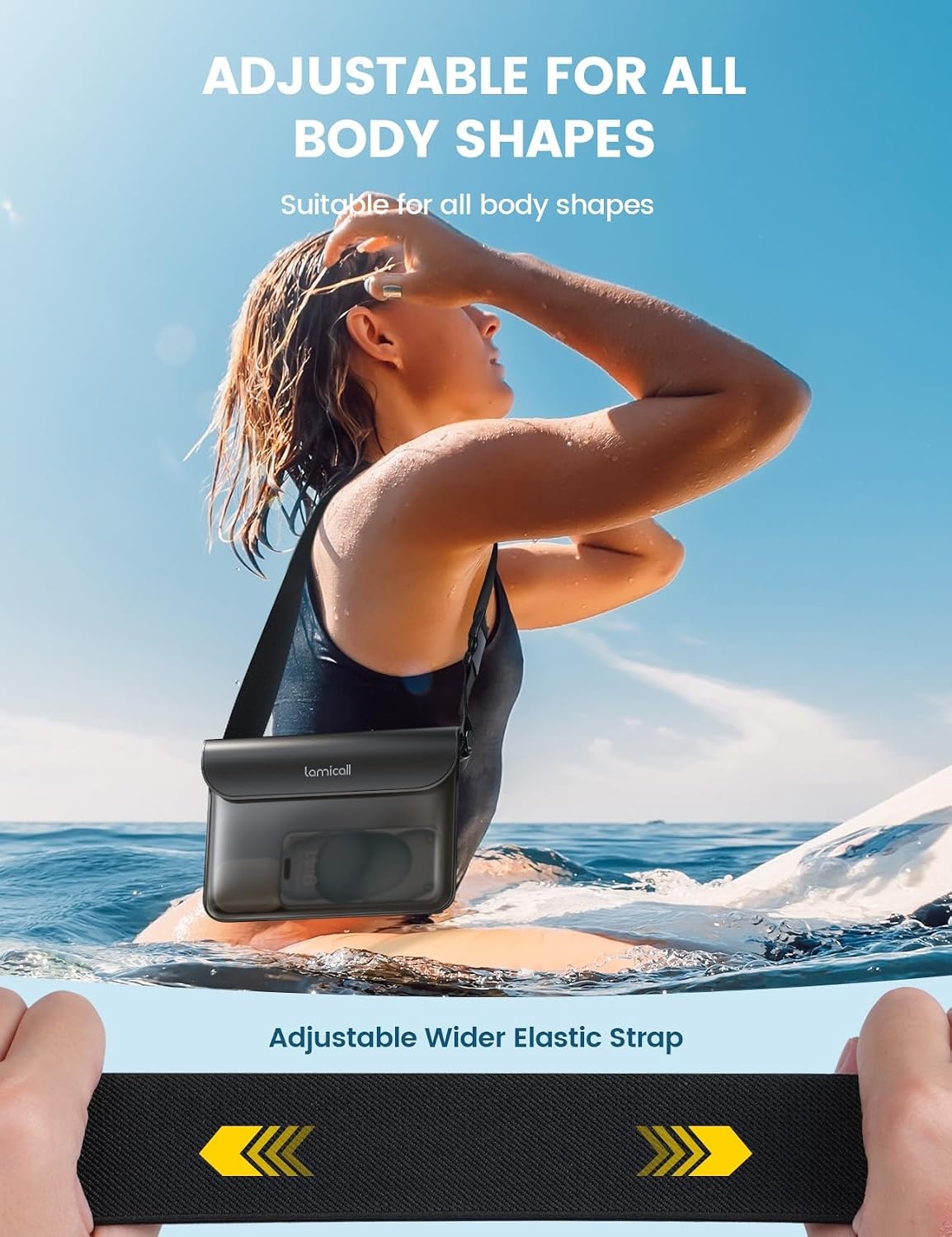 image:imageLamicall Waterproof Fanny Pack Cruise Essentials 2025 Elastic Waist Strap Dry Bag Pouch Travel Boat Paddle Kayak Beach Swimming Accessories 87 for iPhone 17 16 15 14 13 Pro Max Air