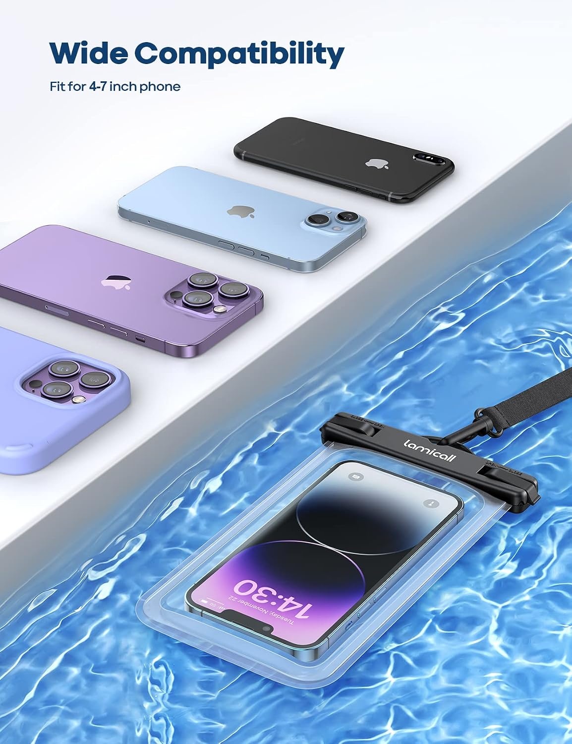 image:imageLamicall Waterproof Phone Pouch 2 Pack IPX8 Water Proof Cell Phone Case Beach amp Cruise Essentials Touch Screen Dry Bag for iPhone 17 16 15 14 13 12 11 Pro Max Plus Galaxy S25 for 7 with CaseTransparent Transparent