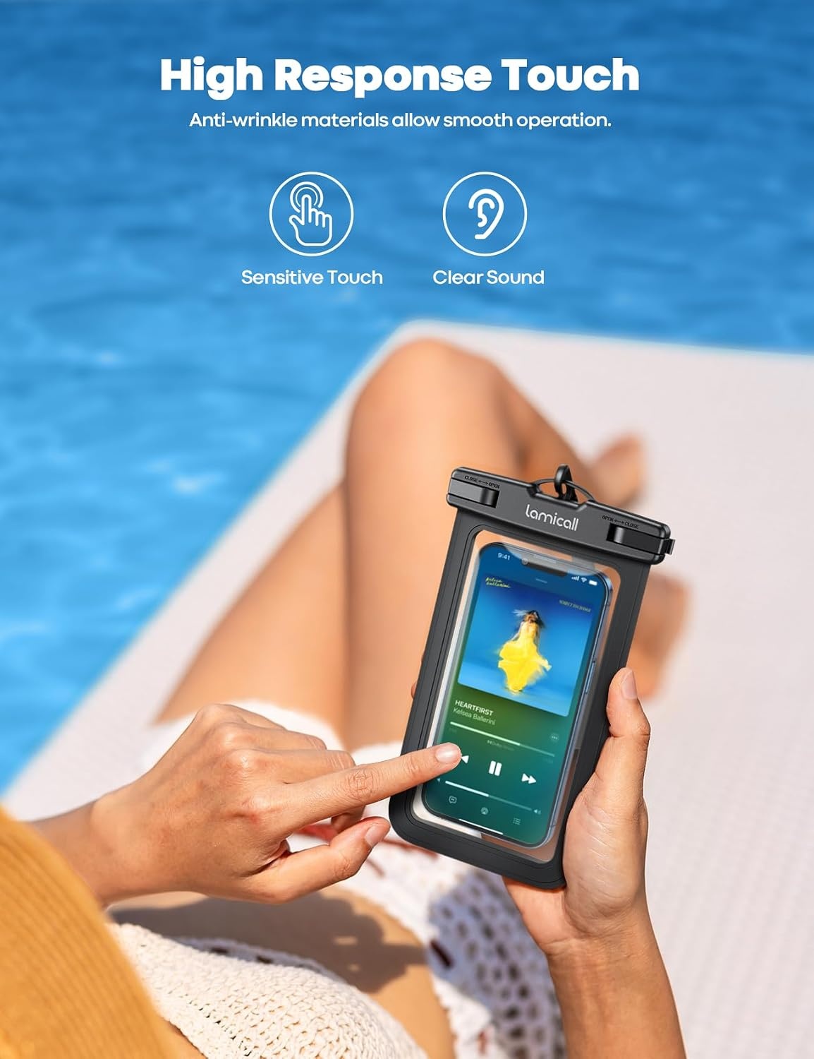 image:imageLamicall Waterproof Phone Pouch 2 Pack IPX8 Water Proof Cell Phone Case Beach amp Cruise Essentials Touch Screen Dry Bag for iPhone 17 16 15 14 13 12 11 Pro Max Plus Galaxy S25 for 7 with CaseBlack Blue