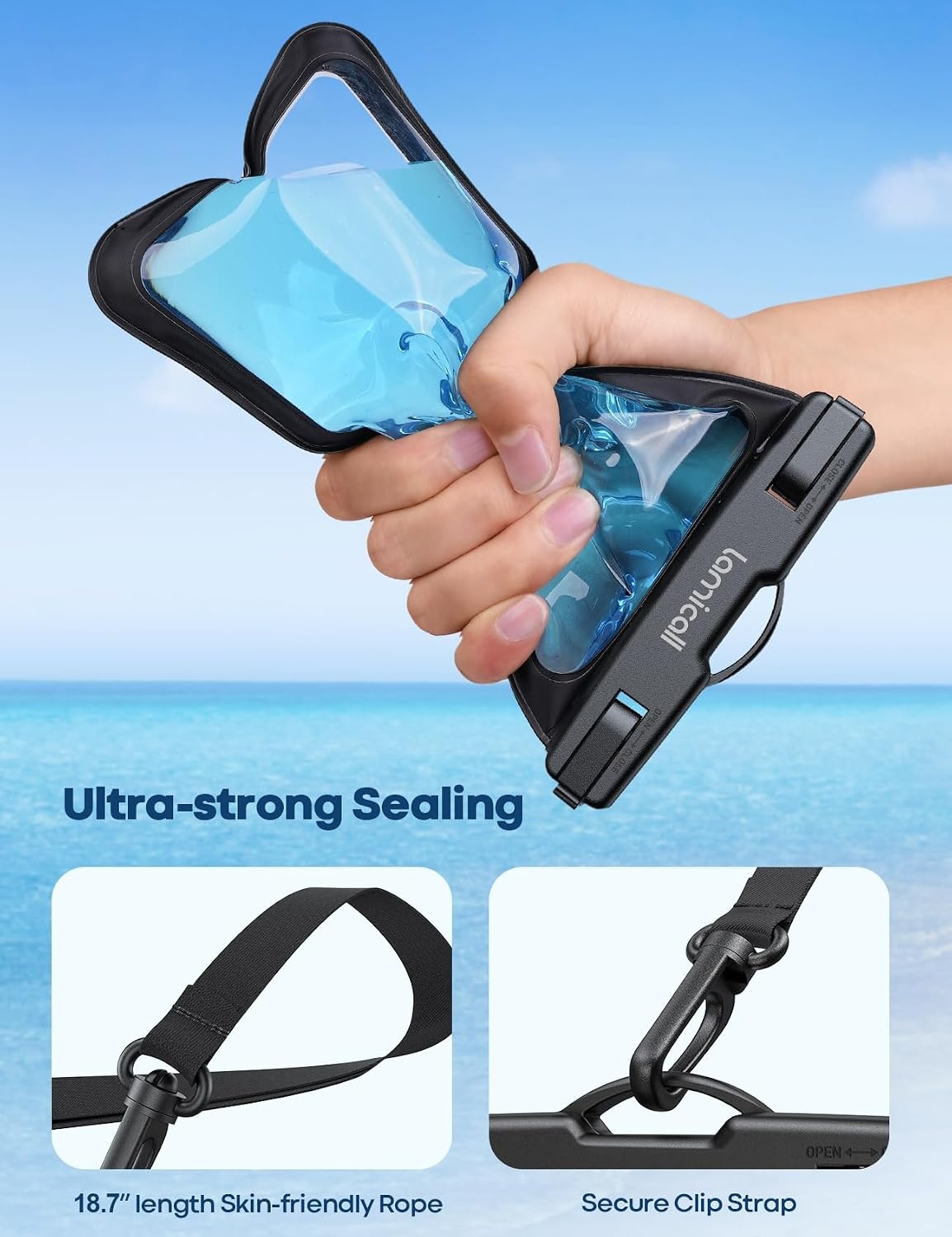 image:imageLamicall Waterproof Phone Pouch 2 Pack IPX8 Water Proof Cell Phone Case Beach amp Cruise Essentials Touch Screen Dry Bag for iPhone 17 16 15 14 13 12 11 Pro Max Plus Galaxy S25 for 7 with CaseBlack Pink