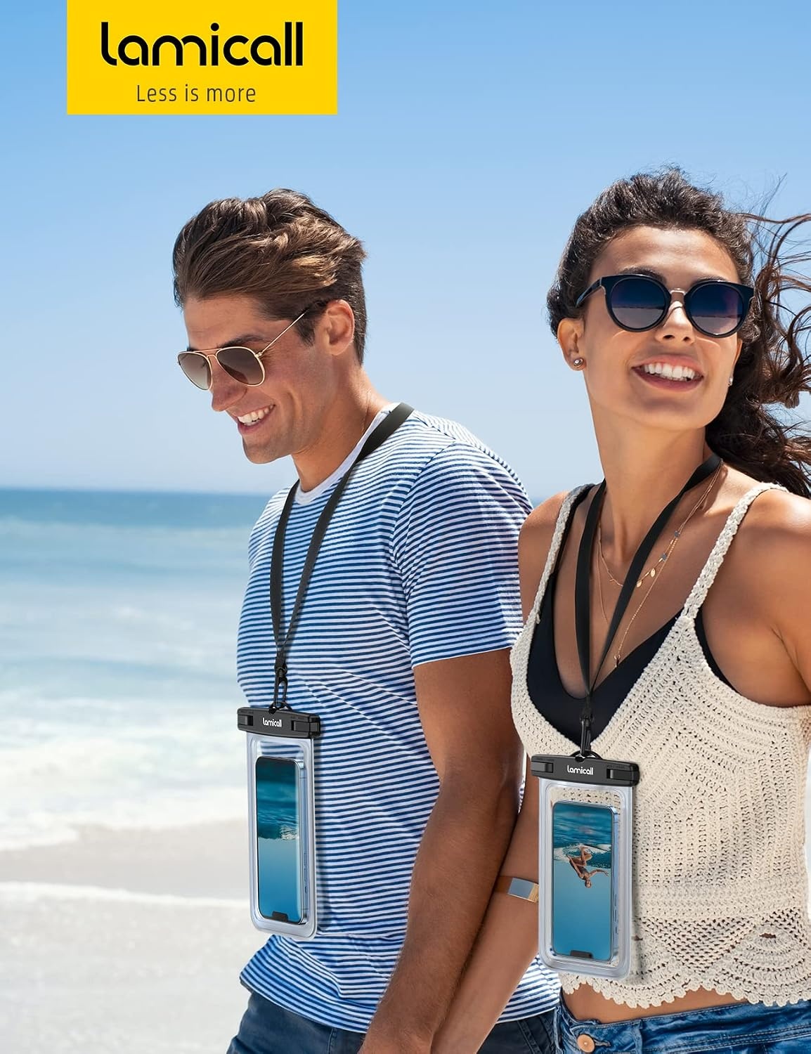 image:imageLamicall Waterproof Phone Pouch 2 Pack IPX8 Water Proof Cell Phone Case Beach amp Cruise Essentials Touch Screen Dry Bag for iPhone 17 16 15 14 13 12 11 Pro Max Plus Galaxy S25 for 7 with CaseTransparent Transparent