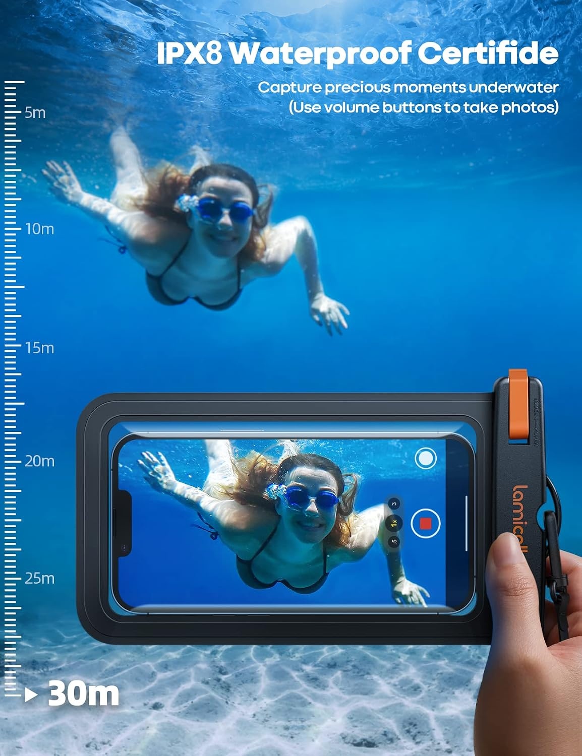 image:imageLamicall Waterproof Phone Pouch 2 Pack IPX8 Water Proof Cell Phone Case Beach amp Cruise Essentials Touch Screen for iPhone 17 16 15 14 13 12 Pro Max Plus for 7 with Case PinkampBlack