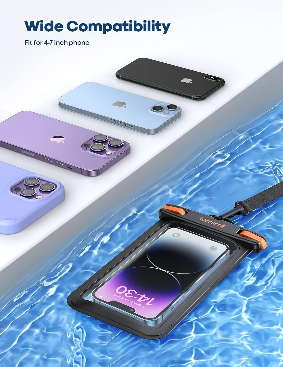 image:imageLamicall Waterproof Phone Pouch 2 Pack IPX8 Water Proof Cell Phone Case Beach amp Cruise Essentials Touch Screen for iPhone 17 16 15 14 13 12 Pro Max Plus for 7 with Case PinkampBlack