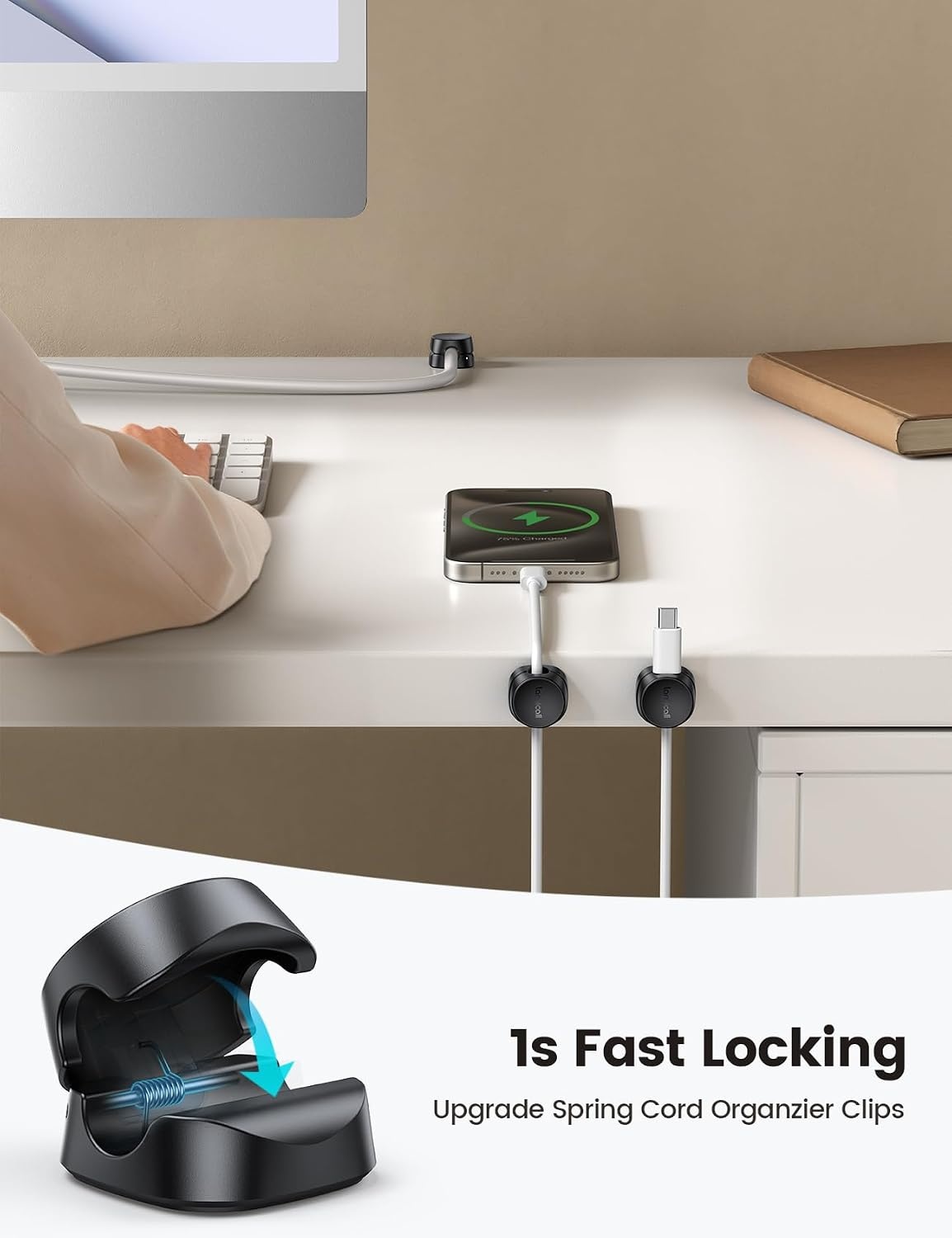 image:imageLamicall Waterproof Phone Pouch Case 1s Lock Spring Cable Clips Organizer