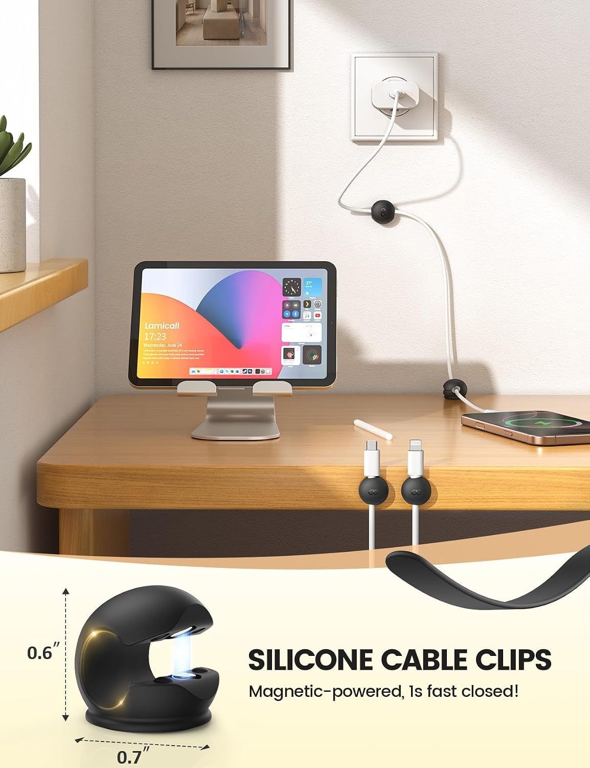 image:imageLamicall Waterproof Phone Pouch Case Silicone Magnetic Cord Organizer