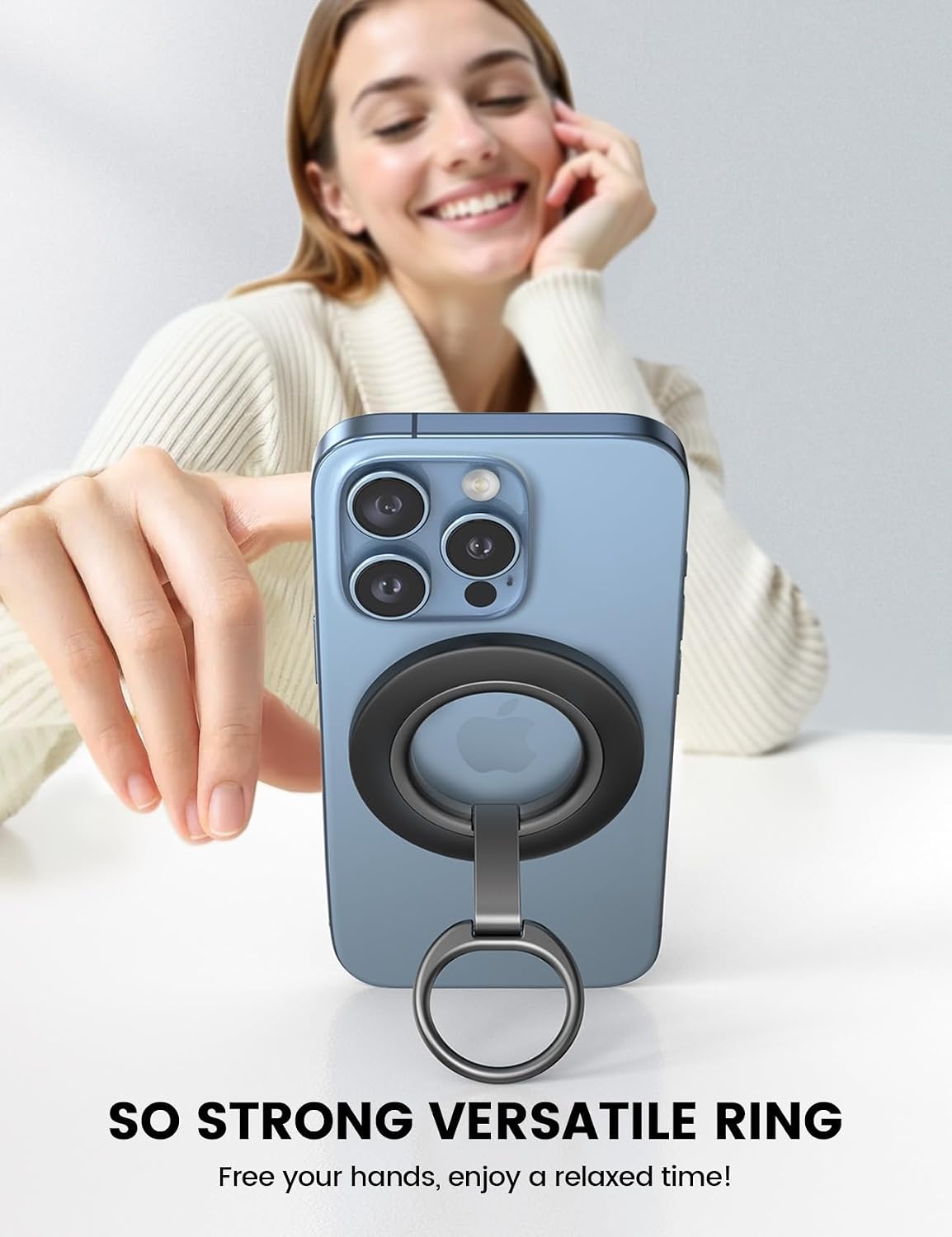 image:imageLamicall for MagSafe Magnetic Phone Ring Grip 360 Rotation Stand Holder Super Magnet Finger Grip Holder Kickstand for iPhone 17 16 15 14 13 12 Pro Max Air Androids Cellphone Mag Safe AccessoriesMisty Black