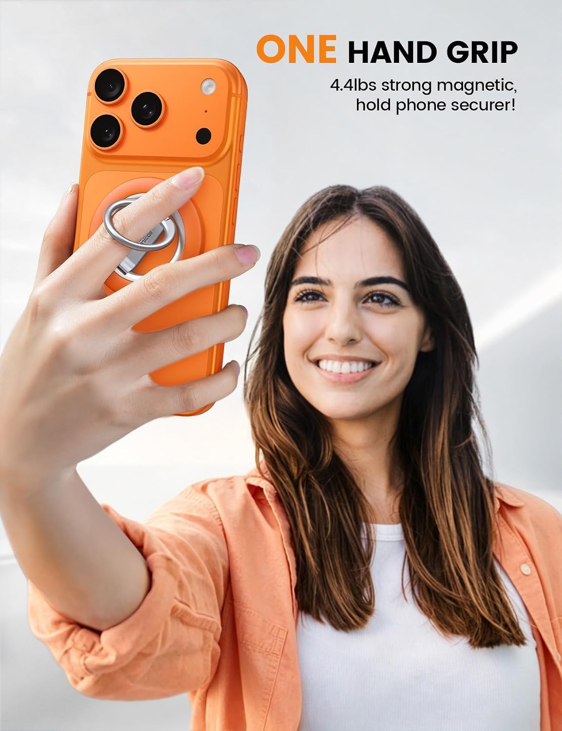 image:imageLamicall for MagSafe Magnetic Phone Ring Grip 360 Rotation Stand Holder Super Magnet Finger Grip Holder Kickstand for iPhone 17 16 15 14 13 12 Pro Max Air Androids Cellphone Mag Safe AccessoriesCosmic Orange