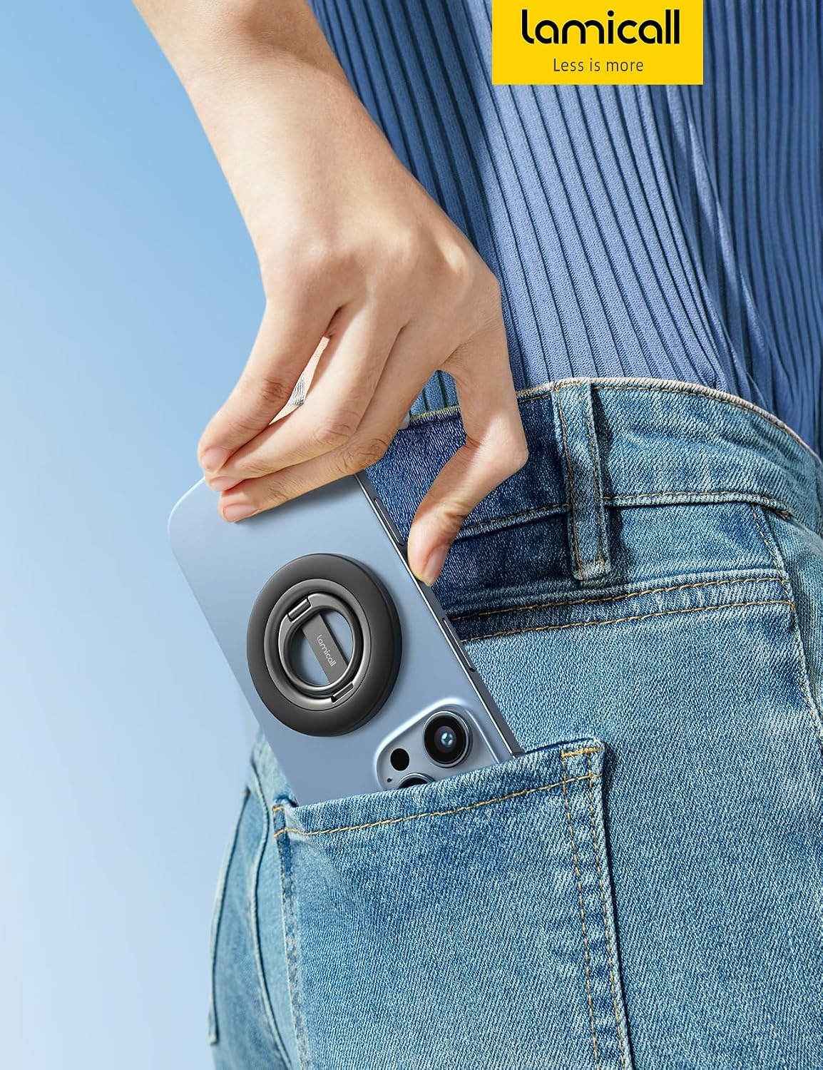 image:imageLamicall for MagSafe Magnetic Phone Ring Grip 360 Rotation Stand Holder Super Magnet Finger Grip Holder Kickstand for iPhone 17 16 15 14 13 12 Pro Max Air Androids Cellphone Mag Safe AccessoriesMisty Black