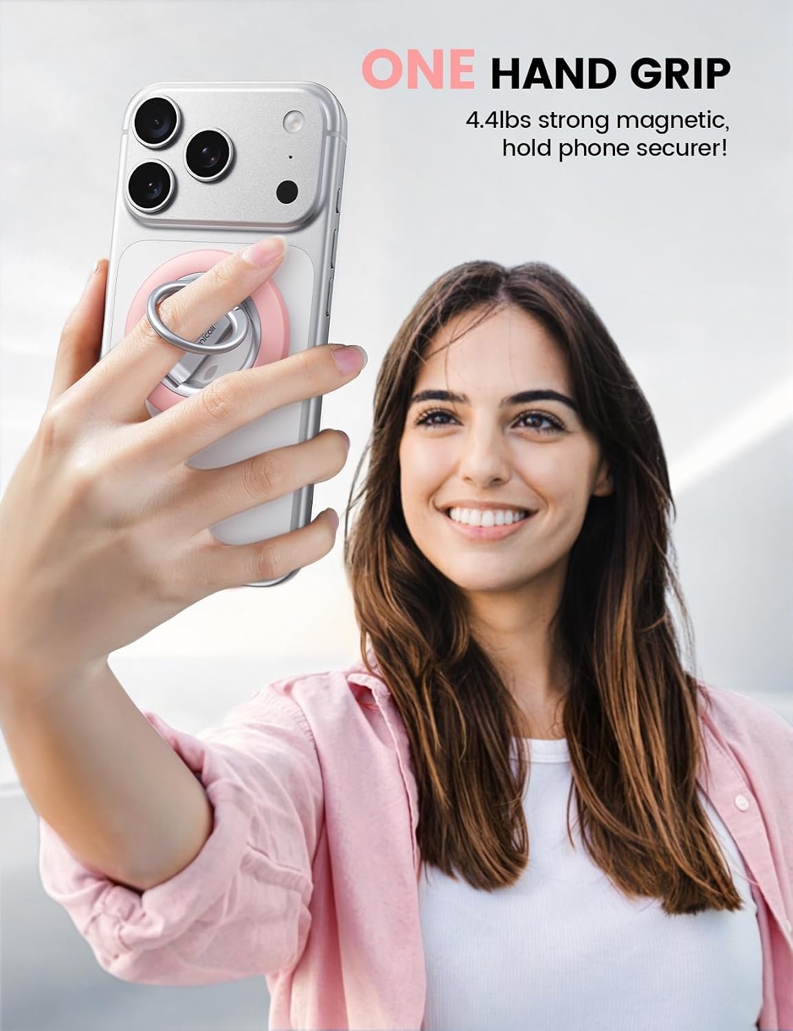 image:imageLamicall for MagSafe Magnetic Phone Ring Grip 360 Rotation Stand Holder Super Magnet Finger Grip Holder Kickstand for iPhone 17 16 15 14 13 12 Pro Max Air Androids Cellphone Mag Safe AccessoriesSakura Pink