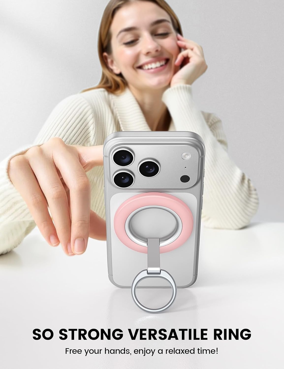 image:imageLamicall for MagSafe Magnetic Phone Ring Grip 360 Rotation Stand Holder Super Magnet Finger Grip Holder Kickstand for iPhone 17 16 15 14 13 12 Pro Max Air Androids Cellphone Mag Safe AccessoriesSakura Pink