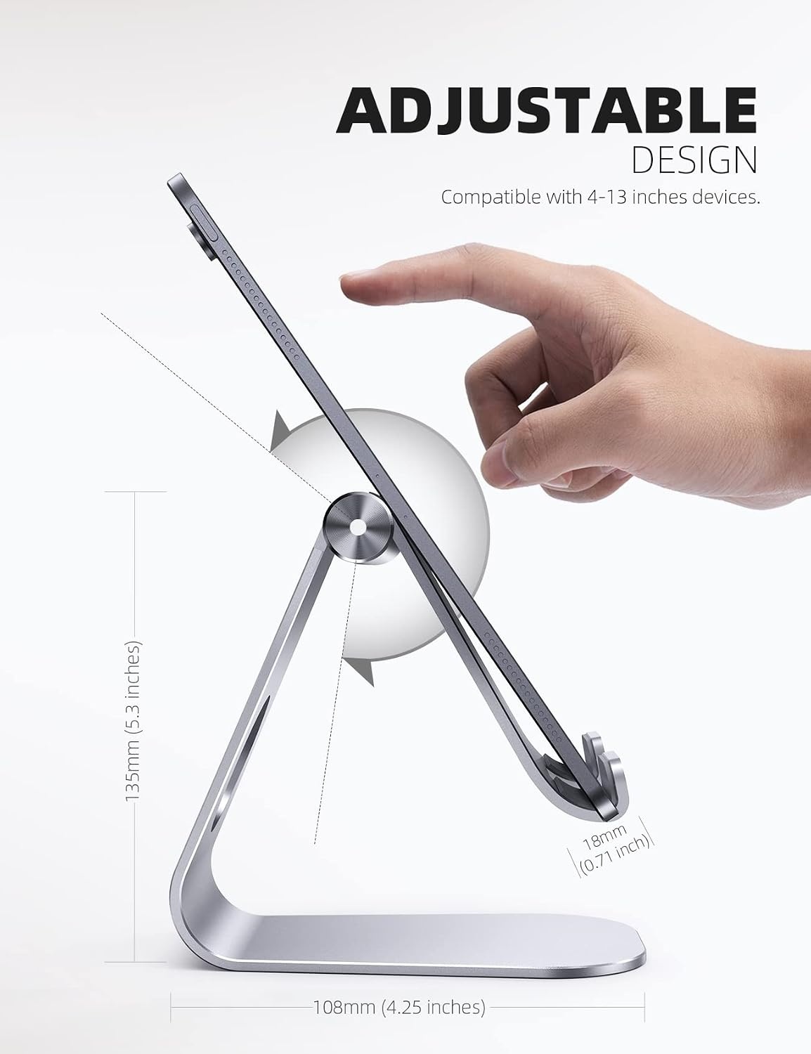 image:imageLamicall iPad Stand Adjustable Tablet Holder Sturdy Aluminum MultiAngle Dock Stand for 413 iPad Pro Air Mini Kindle Tab Switch All Aluminum Metal MultiAngle Sturdy Office Desk Accessories1Silver