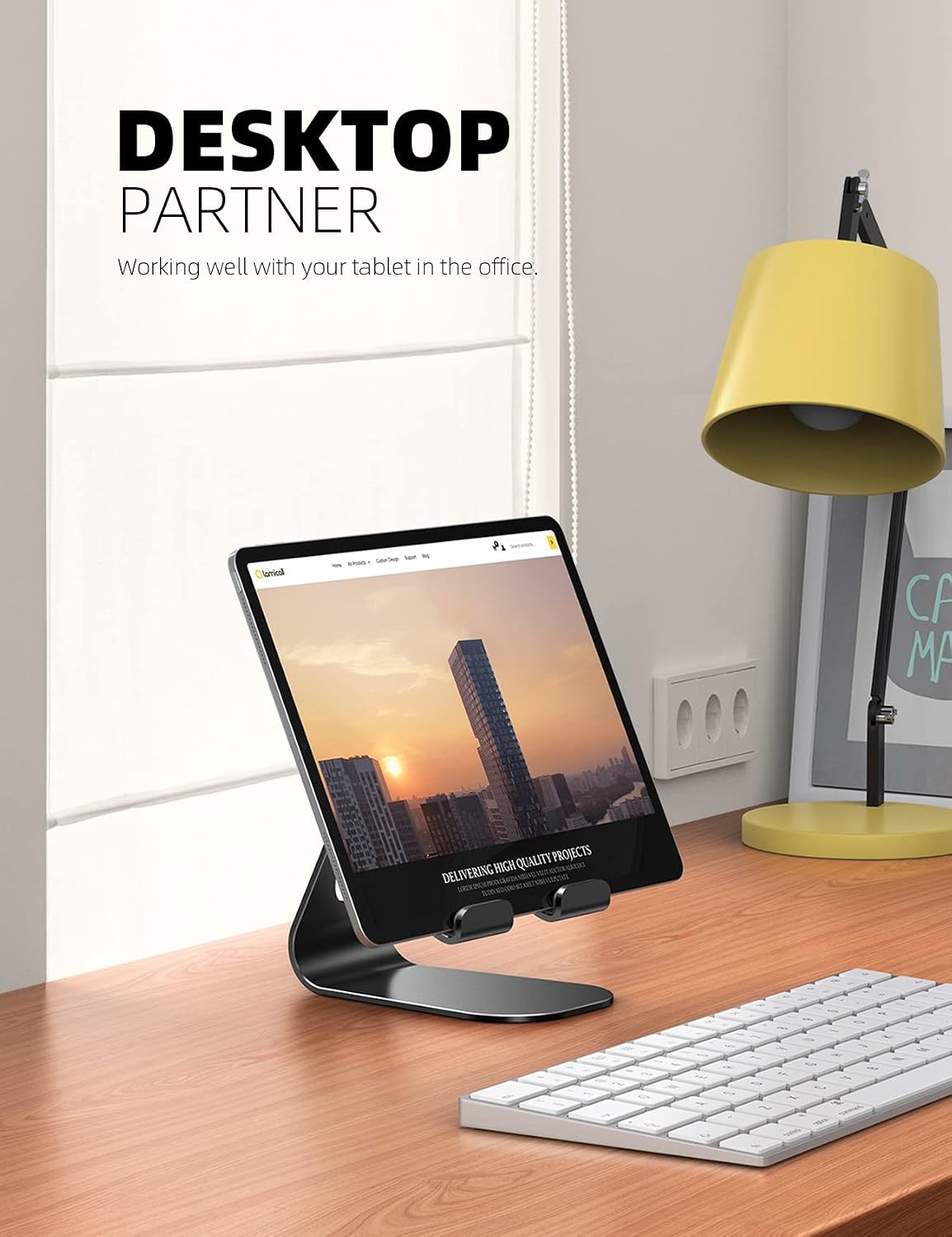 image:imageLamicall iPad Stand Adjustable Tablet Holder Sturdy Aluminum MultiAngle Dock Stand for 413 iPad Pro Air Mini Kindle Tab Switch All Aluminum Metal MultiAngle Sturdy Office Desk AccessoriesBlack