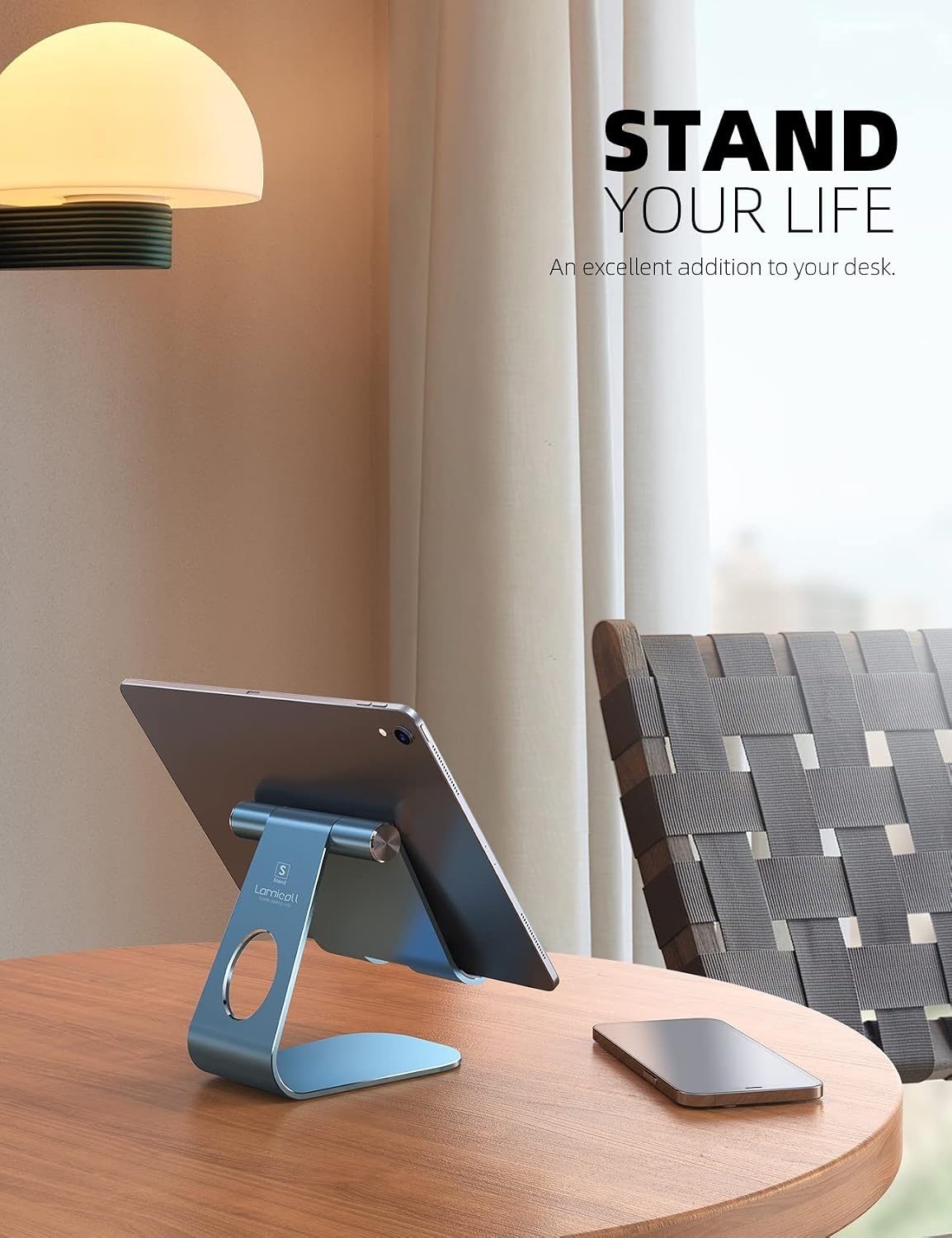 image:imageLamicall iPad Stand Adjustable Tablet Holder Sturdy Aluminum MultiAngle Dock Stand for 413 iPad Pro Air Mini Kindle Tab Switch All Aluminum Metal MultiAngle Sturdy Office Desk AccessoriesBlue