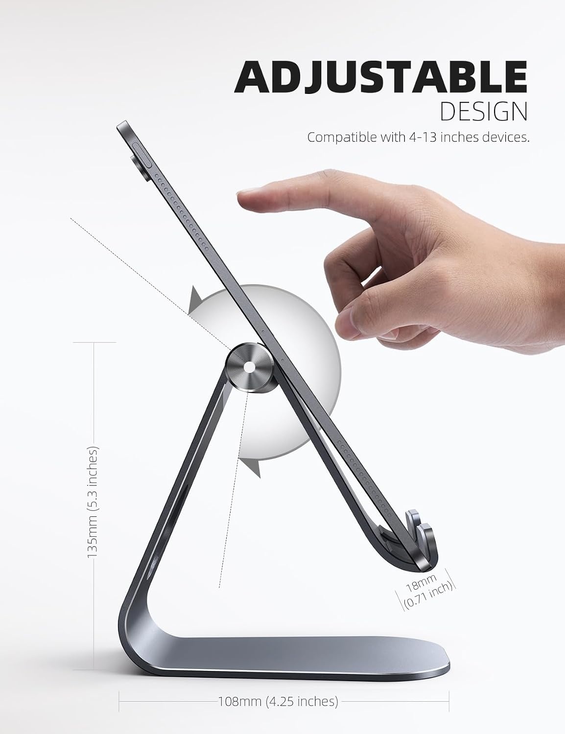 image:imageLamicall iPad Stand Adjustable Tablet Holder Sturdy Aluminum MultiAngle Dock Stand for 413 iPad Pro Air Mini Kindle Tab Switch All Aluminum Metal MultiAngle Sturdy Office Desk AccessoriesGray