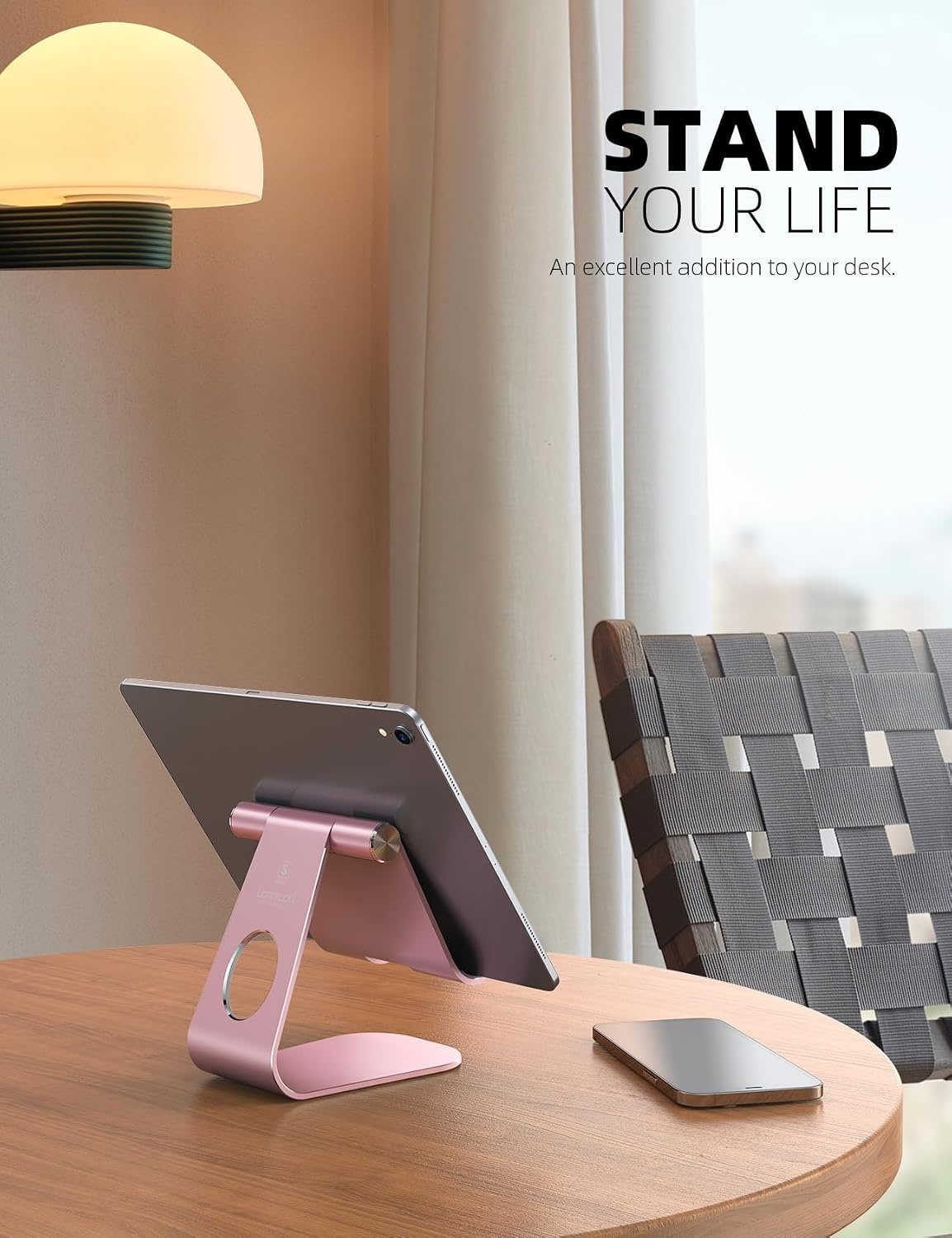 image:imageLamicall iPad Stand Adjustable Tablet Holder Sturdy Aluminum MultiAngle Dock Stand for 413 iPad Pro Air Mini Kindle Tab Switch All Aluminum Metal MultiAngle Sturdy Office Desk AccessoriesRose Gold