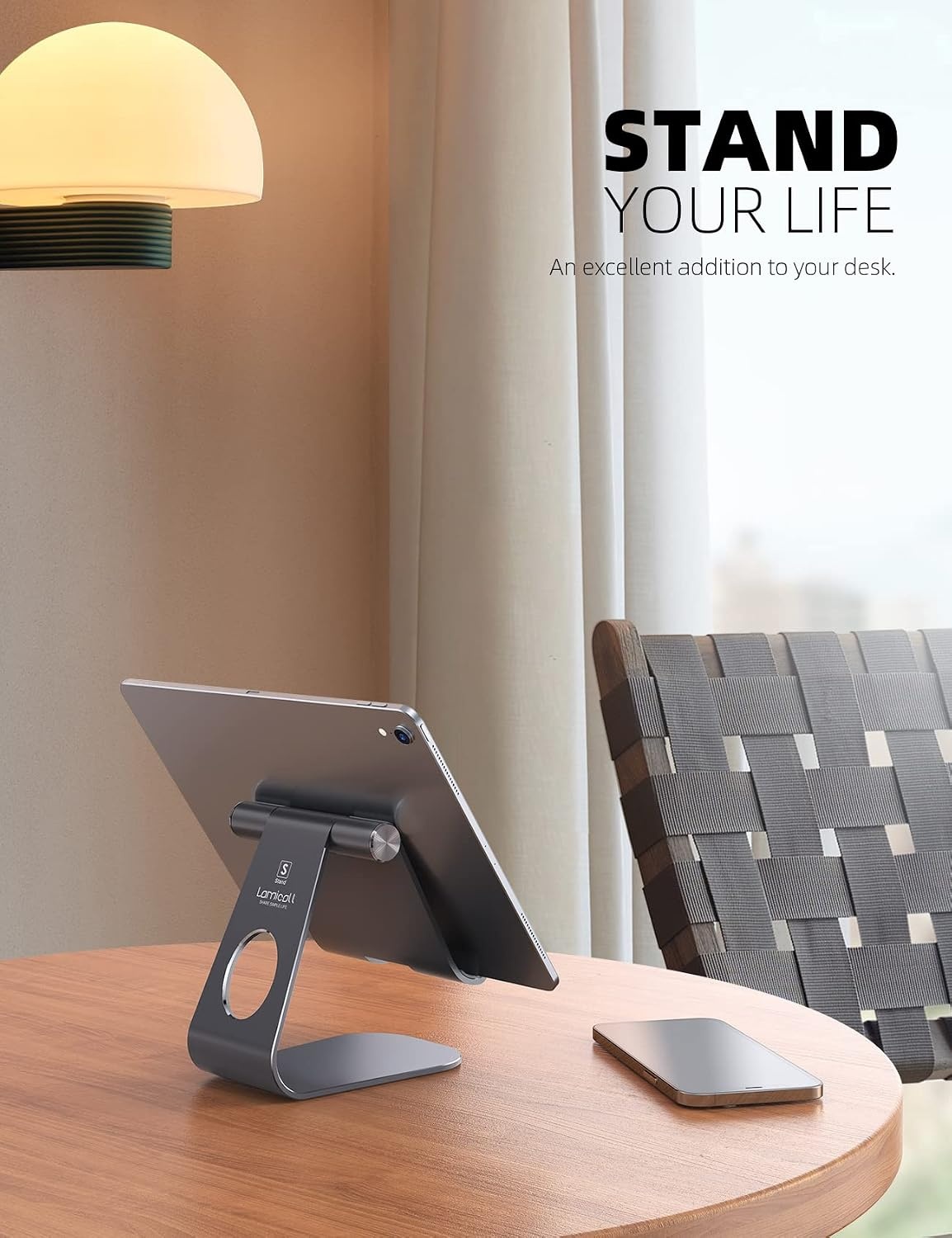 image:imageLamicall iPad Stand Adjustable Tablet Holder Sturdy Aluminum MultiAngle Dock Stand for 413 iPad Pro Air Mini Kindle Tab Switch All Aluminum Metal MultiAngle Sturdy Office Desk AccessoriesGray
