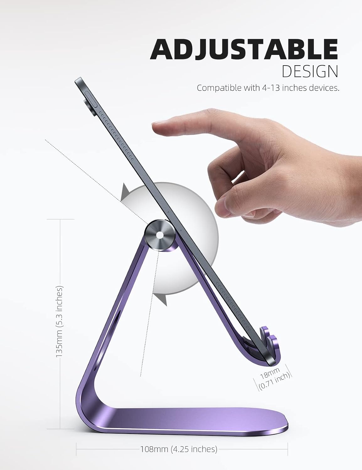 image:imageLamicall iPad Stand Adjustable Tablet Holder Sturdy Aluminum MultiAngle Dock Stand for 413 iPad Pro Air Mini Kindle Tab Switch All Aluminum Metal MultiAngle Sturdy Office Desk AccessoriesPurple