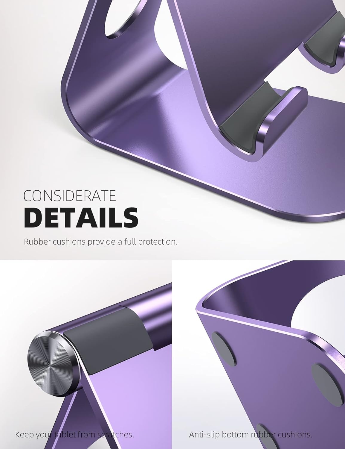 image:imageLamicall iPad Stand Adjustable Tablet Holder Sturdy Aluminum MultiAngle Dock Stand for 413 iPad Pro Air Mini Kindle Tab Switch All Aluminum Metal MultiAngle Sturdy Office Desk AccessoriesPurple