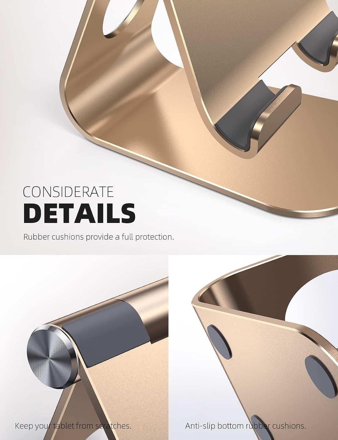 image:imageLamicall iPad Stand Adjustable Tablet Holder Sturdy Aluminum MultiAngle Dock Stand for 413 iPad Pro Air Mini Kindle Tab Switch All Aluminum Metal MultiAngle Sturdy Office Desk AccessoriesGold