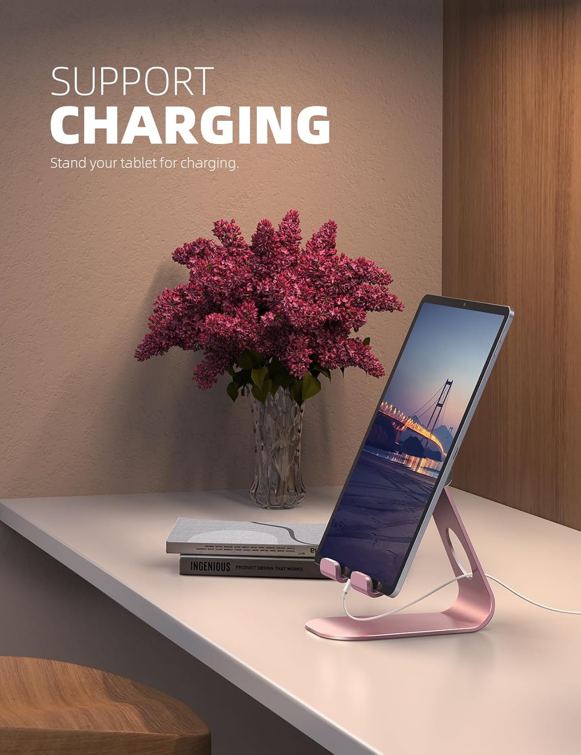 image:imageLamicall iPad Stand Adjustable Tablet Holder Sturdy Aluminum MultiAngle Dock Stand for 413 iPad Pro Air Mini Kindle Tab Switch All Aluminum Metal MultiAngle Sturdy Office Desk AccessoriesRose Gold