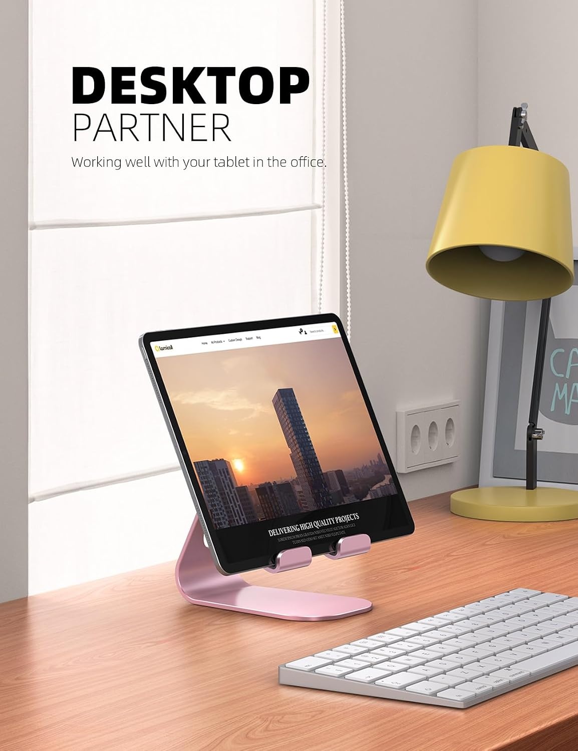 image:imageLamicall iPad Stand Adjustable Tablet Holder Sturdy Aluminum MultiAngle Dock Stand for 413 iPad Pro Air Mini Kindle Tab Switch All Aluminum Metal MultiAngle Sturdy Office Desk AccessoriesRose Gold