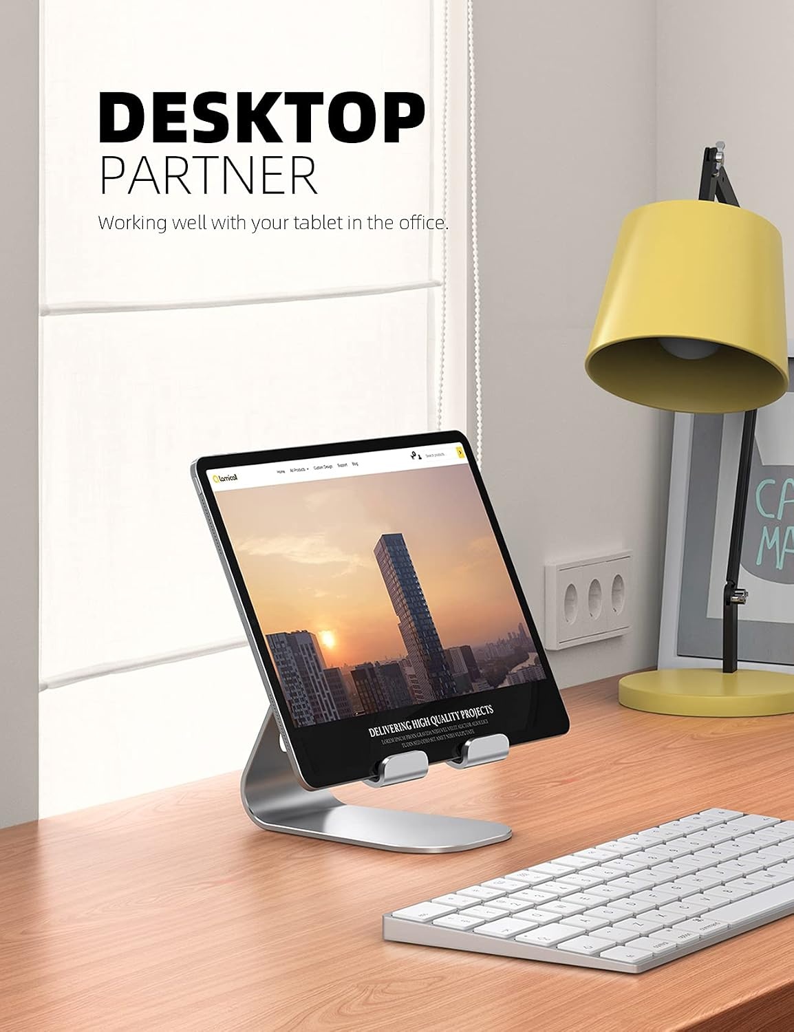 image:imageLamicall iPad Stand Adjustable Tablet Holder Sturdy Aluminum MultiAngle Dock Stand for 413 iPad Pro Air Mini Kindle Tab Switch All Aluminum Metal MultiAngle Sturdy Office Desk Accessories1Silver