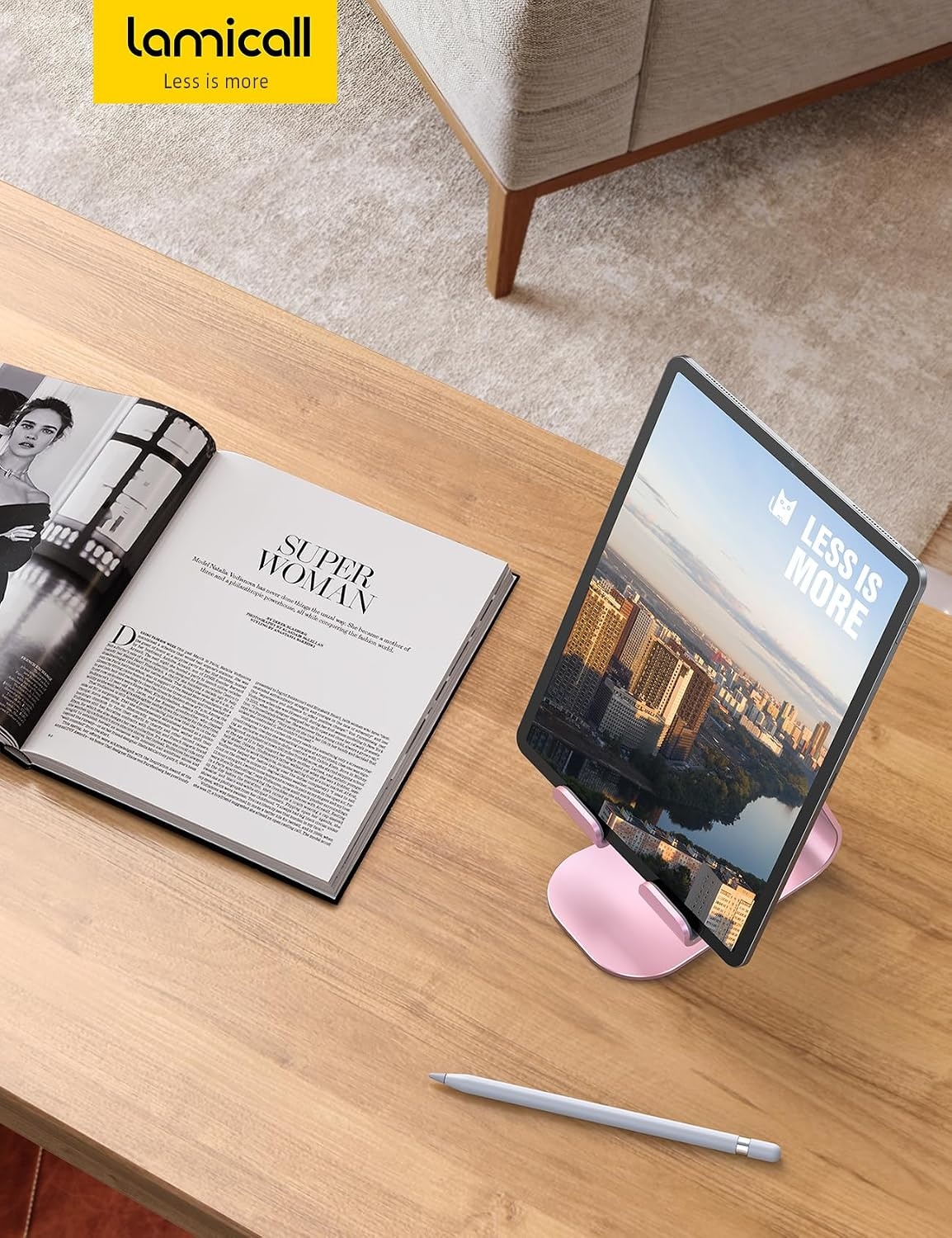 image:imageLamicall iPad Stand Adjustable Tablet Holder Sturdy Aluminum MultiAngle Dock Stand for 413 iPad Pro Air Mini Kindle Tab Switch All Aluminum Metal MultiAngle Sturdy Office Desk AccessoriesRose Gold