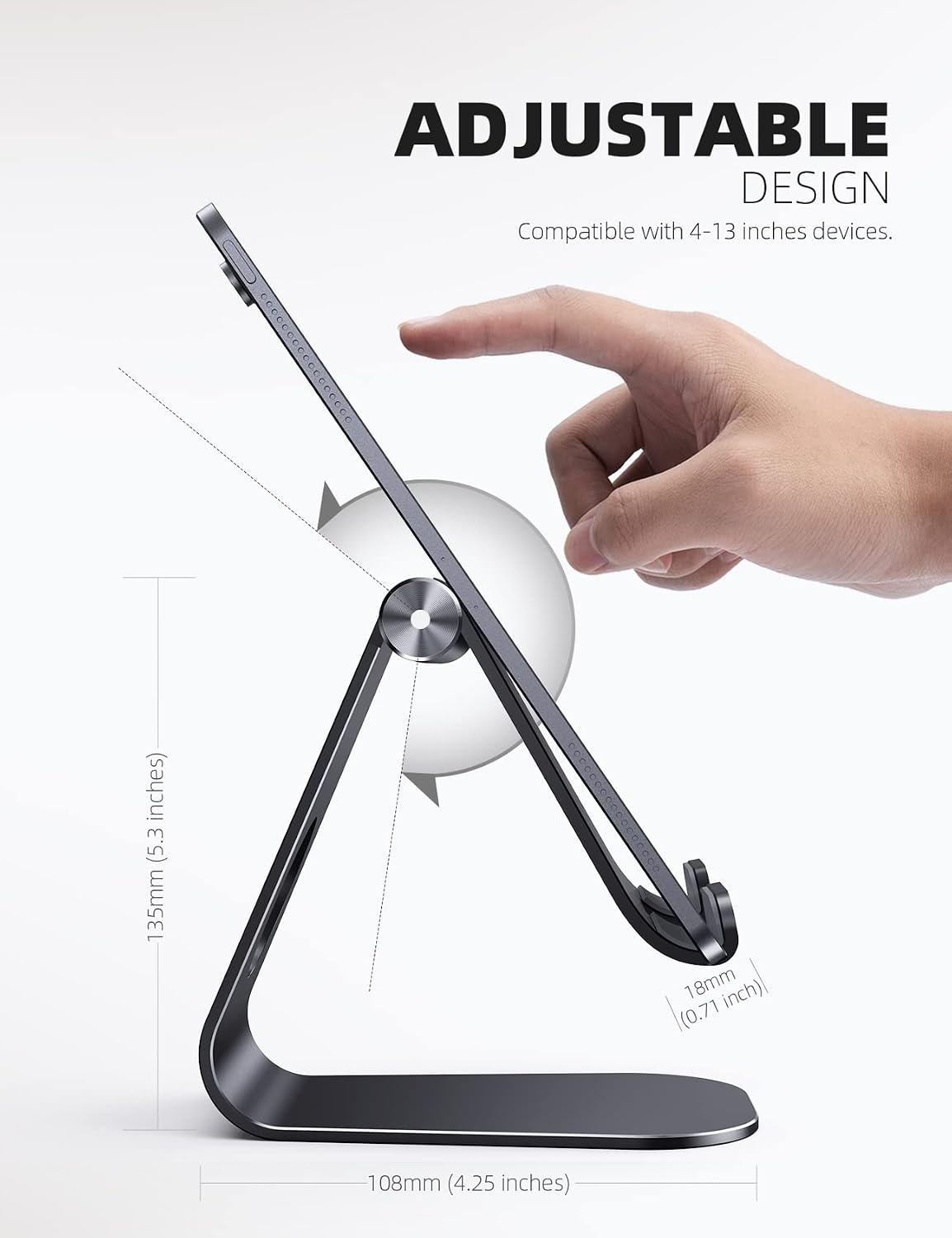 image:imageLamicall iPad Stand Adjustable Tablet Holder Sturdy Aluminum MultiAngle Dock Stand for 413 iPad Pro Air Mini Kindle Tab Switch All Aluminum Metal MultiAngle Sturdy Office Desk AccessoriesBlack