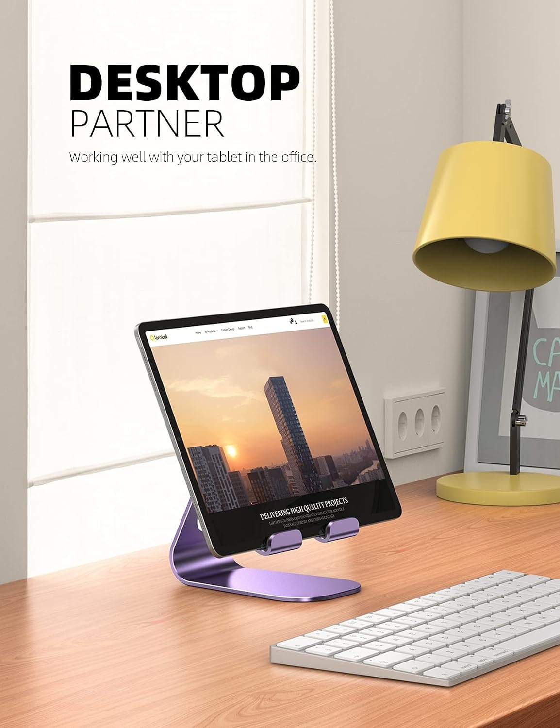 image:imageLamicall iPad Stand Adjustable Tablet Holder Sturdy Aluminum MultiAngle Dock Stand for 413 iPad Pro Air Mini Kindle Tab Switch All Aluminum Metal MultiAngle Sturdy Office Desk AccessoriesPurple