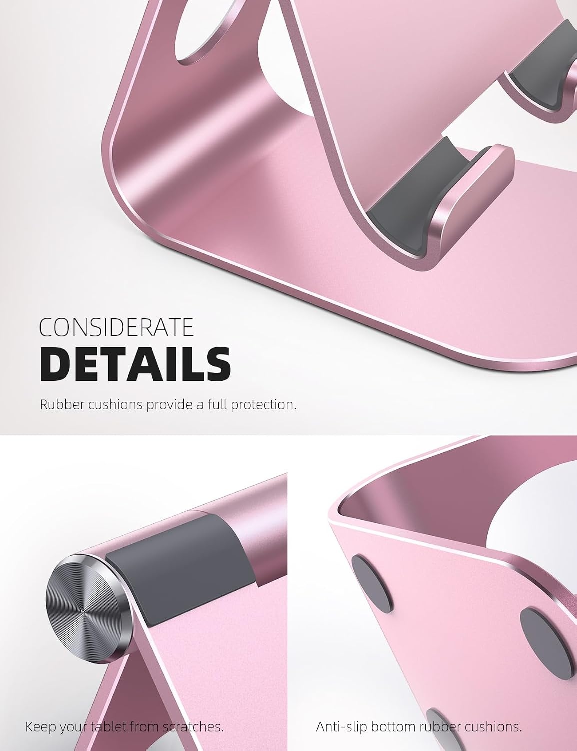 image:imageLamicall iPad Stand Adjustable Tablet Holder Sturdy Aluminum MultiAngle Dock Stand for 413 iPad Pro Air Mini Kindle Tab Switch All Aluminum Metal MultiAngle Sturdy Office Desk AccessoriesRose Gold