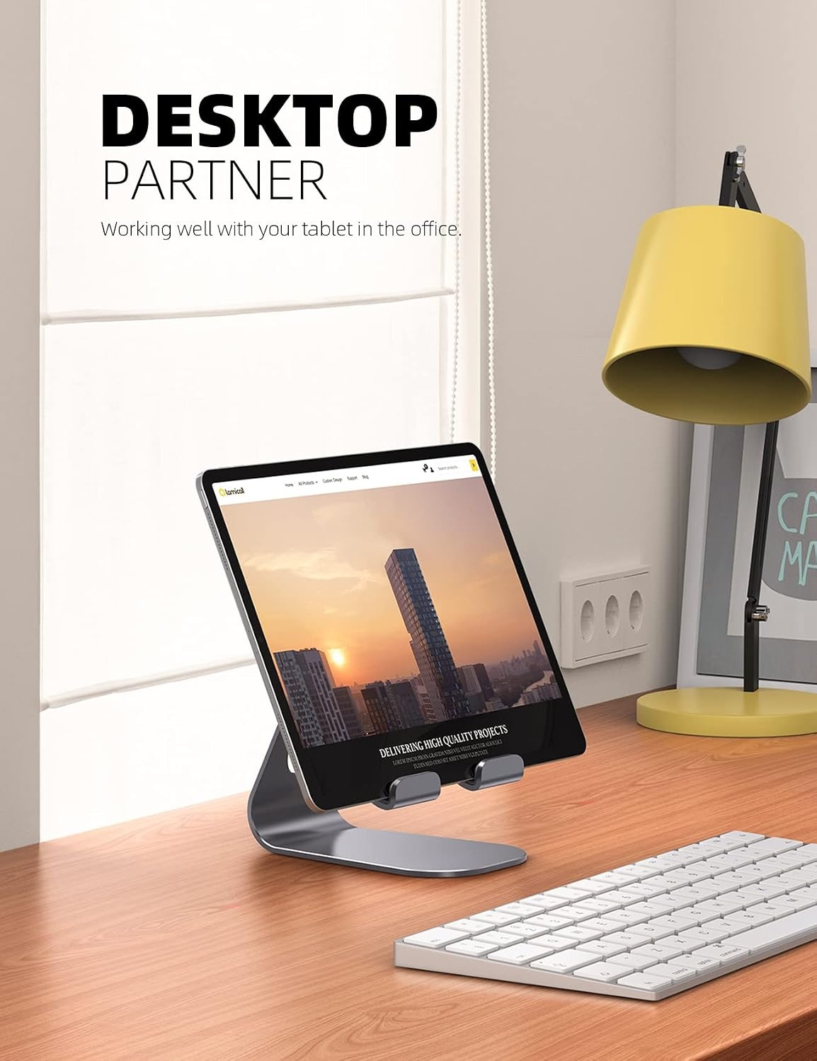 image:imageLamicall iPad Stand Adjustable Tablet Holder Sturdy Aluminum MultiAngle Dock Stand for 413 iPad Pro Air Mini Kindle Tab Switch All Aluminum Metal MultiAngle Sturdy Office Desk AccessoriesGray