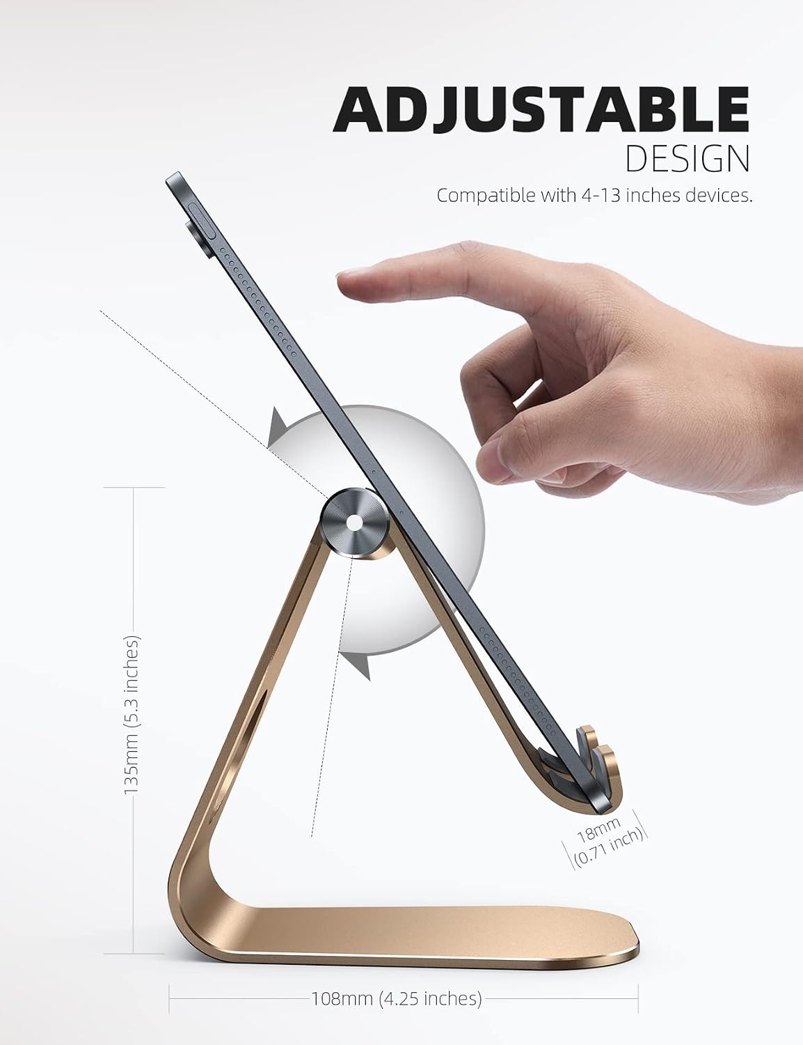 image:imageLamicall iPad Stand Adjustable Tablet Holder Sturdy Aluminum MultiAngle Dock Stand for 413 iPad Pro Air Mini Kindle Tab Switch All Aluminum Metal MultiAngle Sturdy Office Desk AccessoriesGold