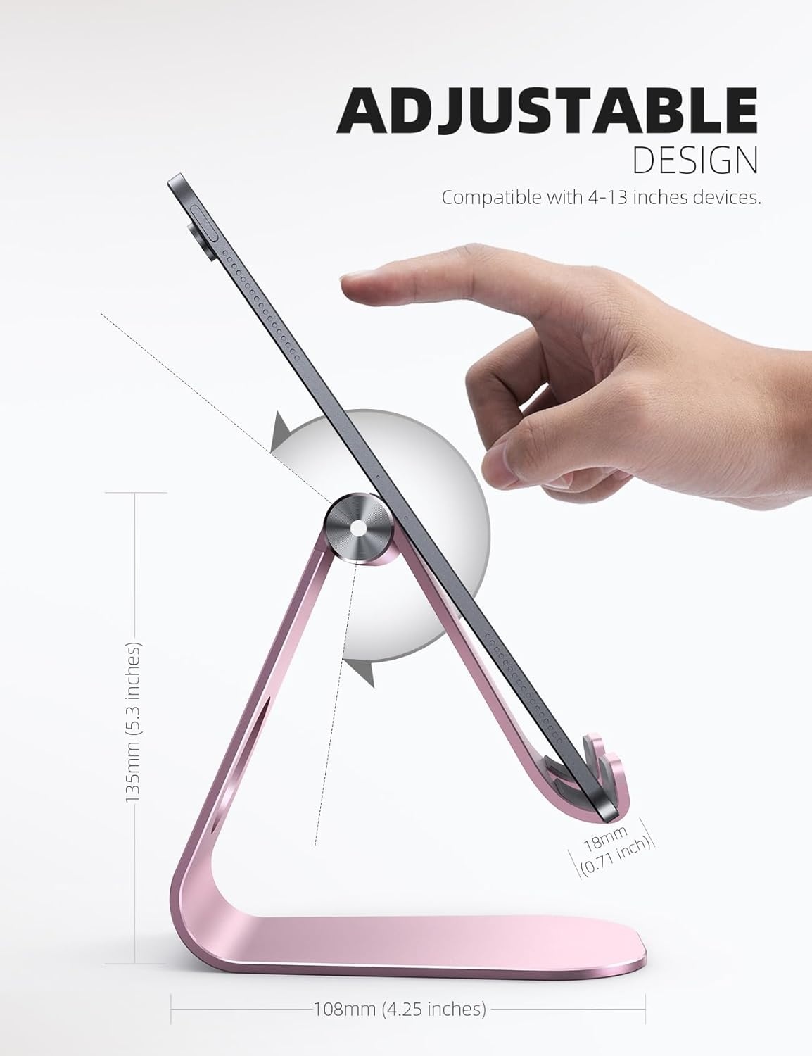 image:imageLamicall iPad Stand Adjustable Tablet Holder Sturdy Aluminum MultiAngle Dock Stand for 413 iPad Pro Air Mini Kindle Tab Switch All Aluminum Metal MultiAngle Sturdy Office Desk AccessoriesRose Gold