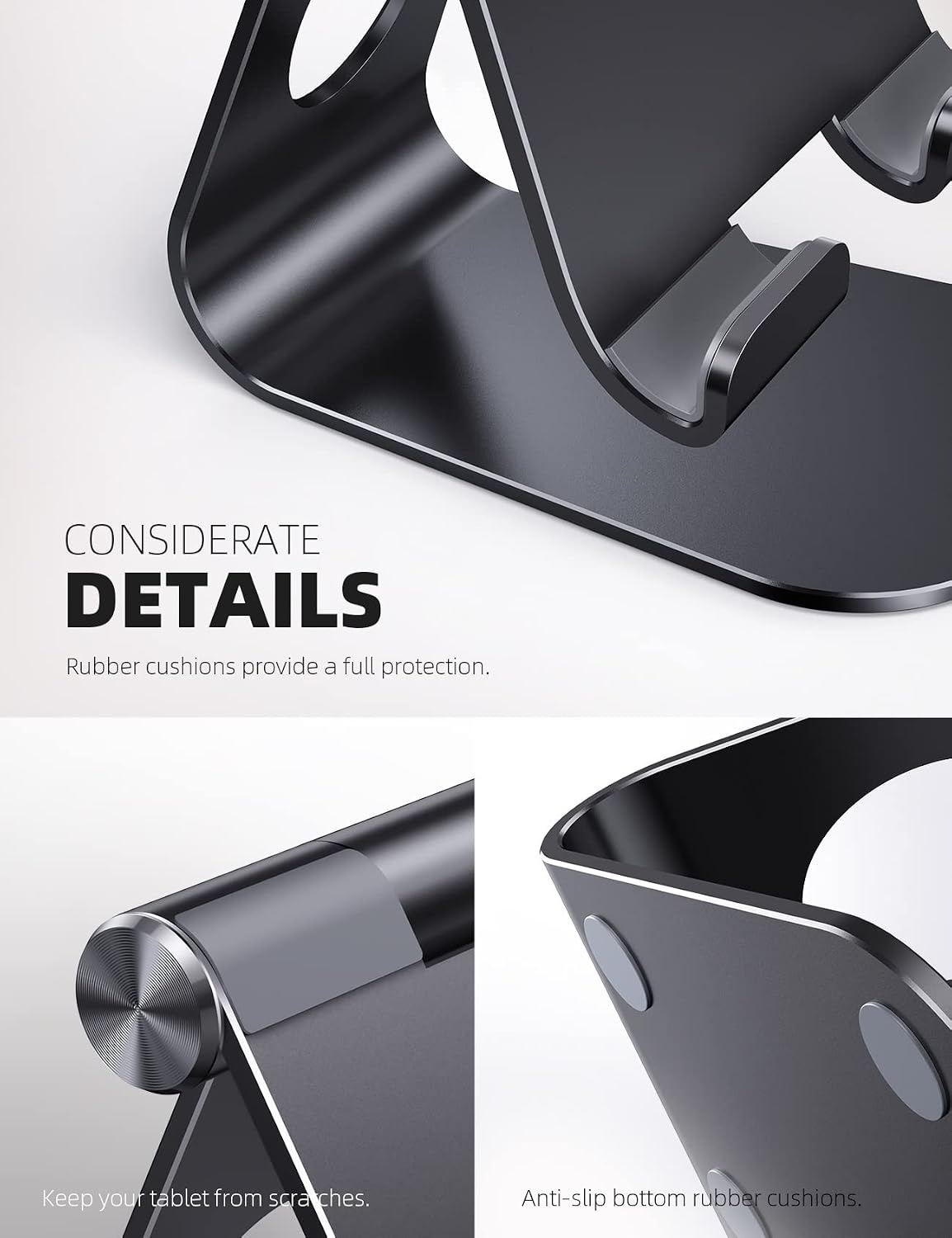image:imageLamicall iPad Stand Adjustable Tablet Holder Sturdy Aluminum MultiAngle Dock Stand for 413 iPad Pro Air Mini Kindle Tab Switch All Aluminum Metal MultiAngle Sturdy Office Desk AccessoriesBlack