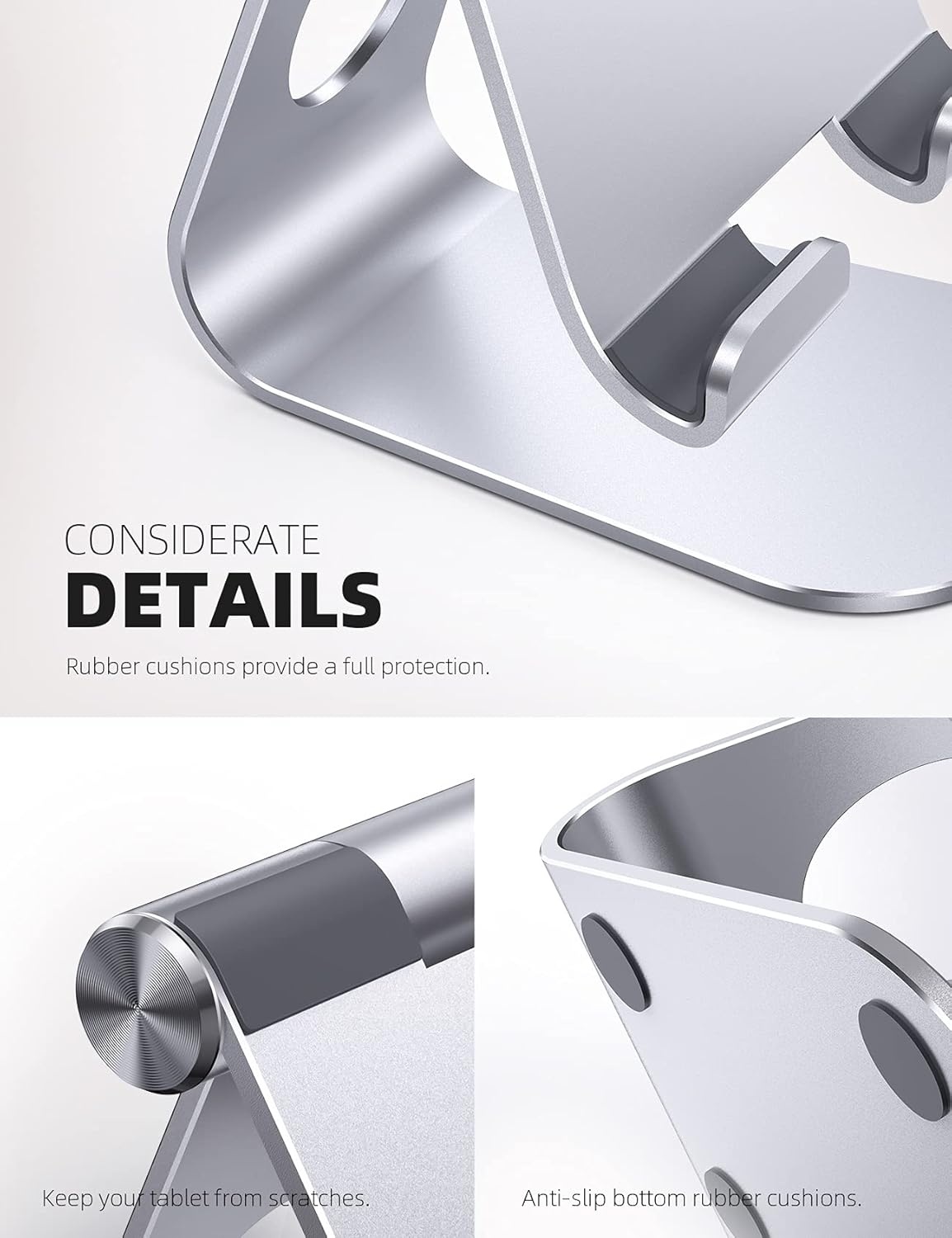 image:imageLamicall iPad Stand Adjustable Tablet Holder Sturdy Aluminum MultiAngle Dock Stand for 413 iPad Pro Air Mini Kindle Tab Switch All Aluminum Metal MultiAngle Sturdy Office Desk Accessories1Silver