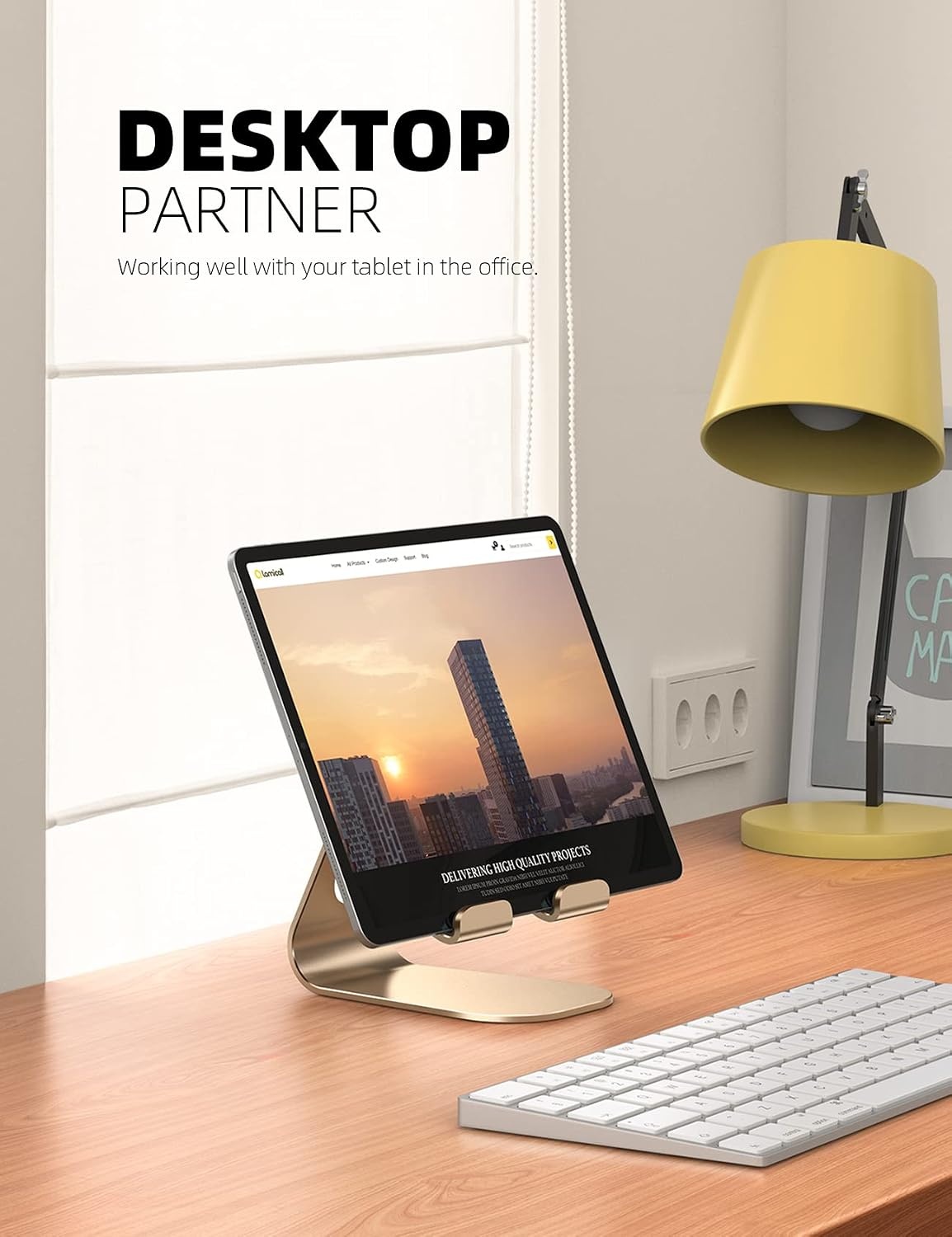 image:imageLamicall iPad Stand Adjustable Tablet Holder Sturdy Aluminum MultiAngle Dock Stand for 413 iPad Pro Air Mini Kindle Tab Switch All Aluminum Metal MultiAngle Sturdy Office Desk AccessoriesGold
