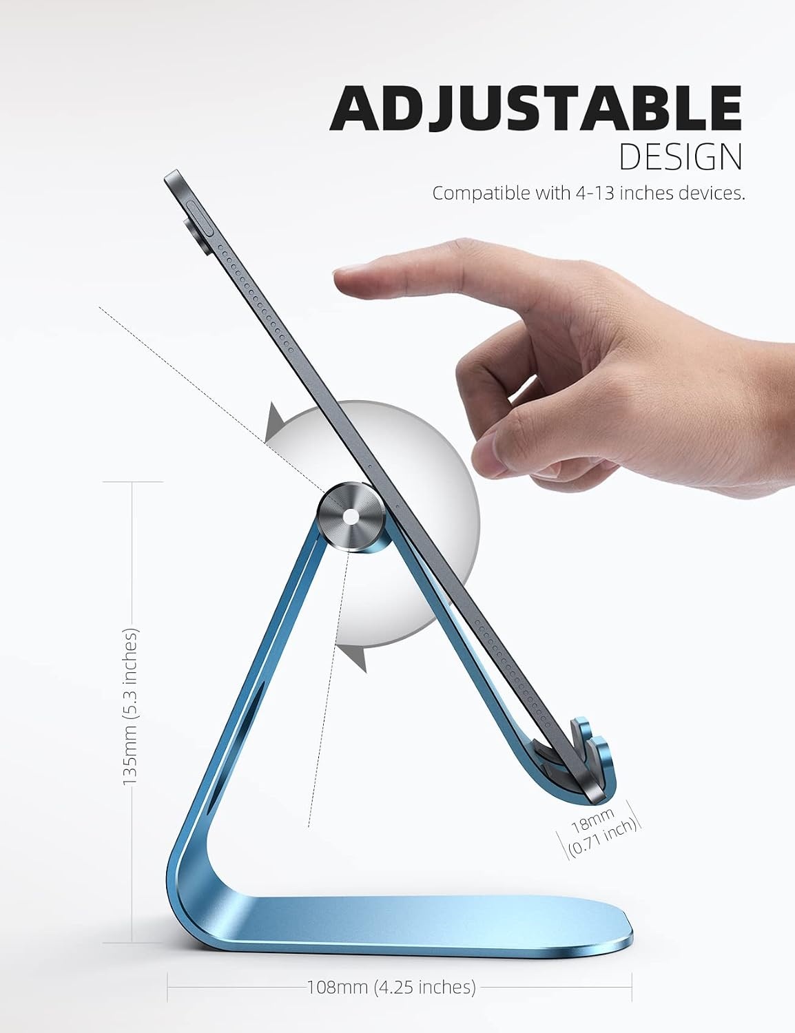image:imageLamicall iPad Stand Adjustable Tablet Holder Sturdy Aluminum MultiAngle Dock Stand for 413 iPad Pro Air Mini Kindle Tab Switch All Aluminum Metal MultiAngle Sturdy Office Desk AccessoriesBlue