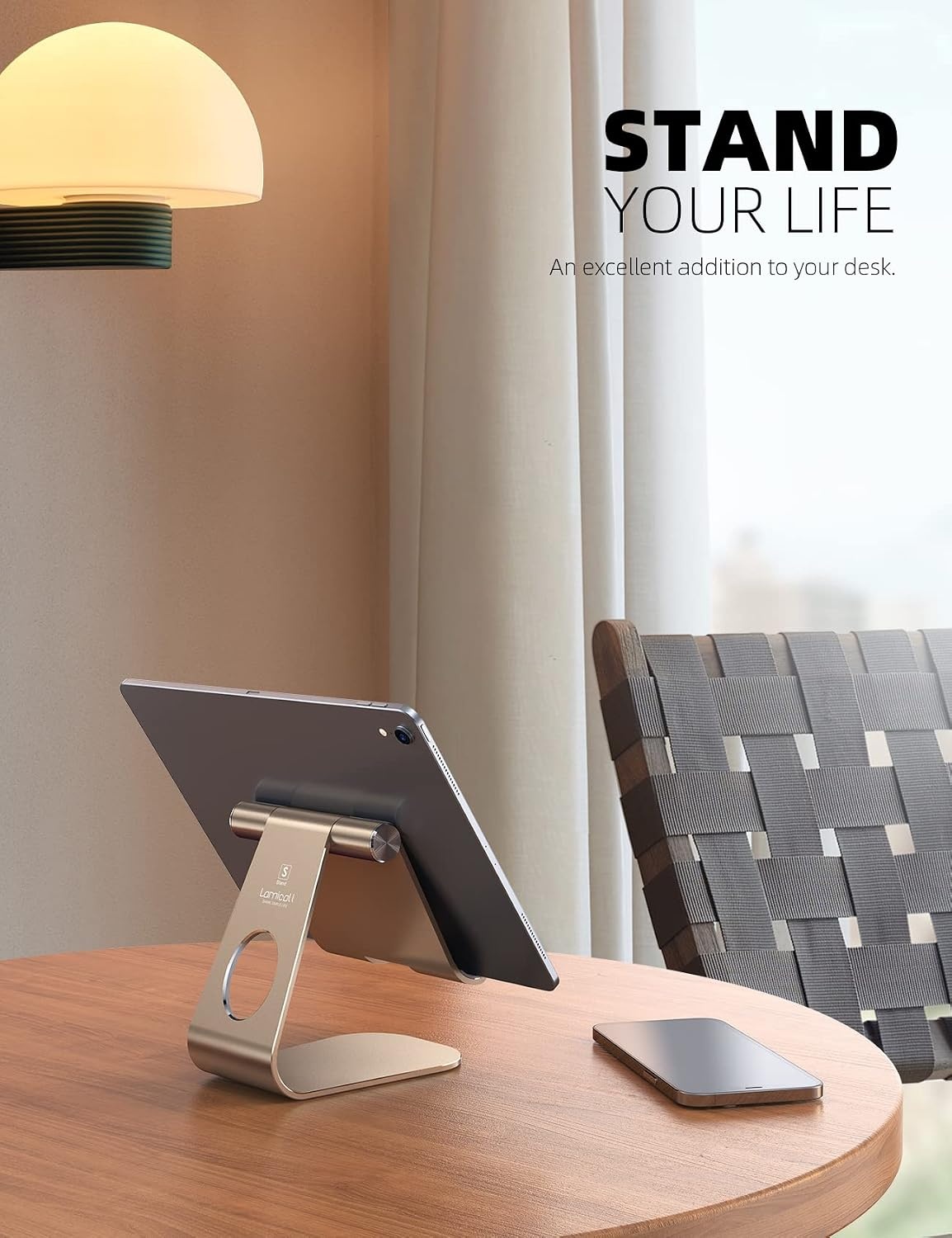 image:imageLamicall iPad Stand Adjustable Tablet Holder Sturdy Aluminum MultiAngle Dock Stand for 413 iPad Pro Air Mini Kindle Tab Switch All Aluminum Metal MultiAngle Sturdy Office Desk AccessoriesGold