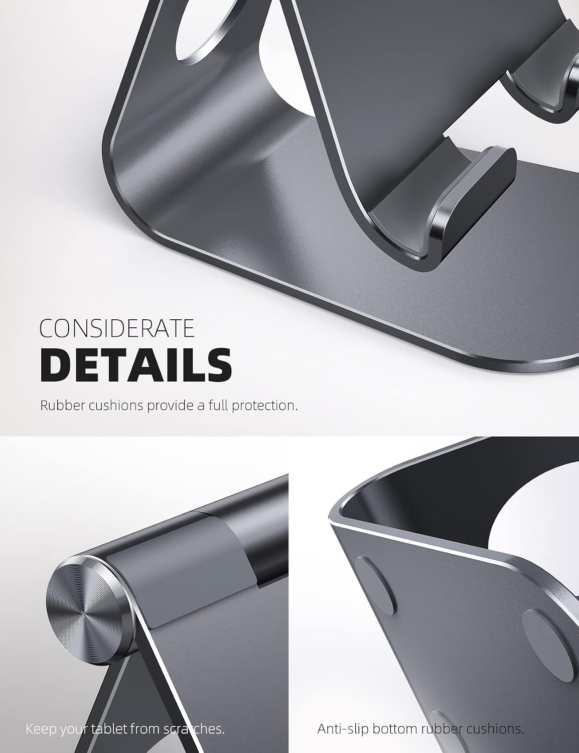 image:imageLamicall iPad Stand Adjustable Tablet Holder Sturdy Aluminum MultiAngle Dock Stand for 413 iPad Pro Air Mini Kindle Tab Switch All Aluminum Metal MultiAngle Sturdy Office Desk AccessoriesGray