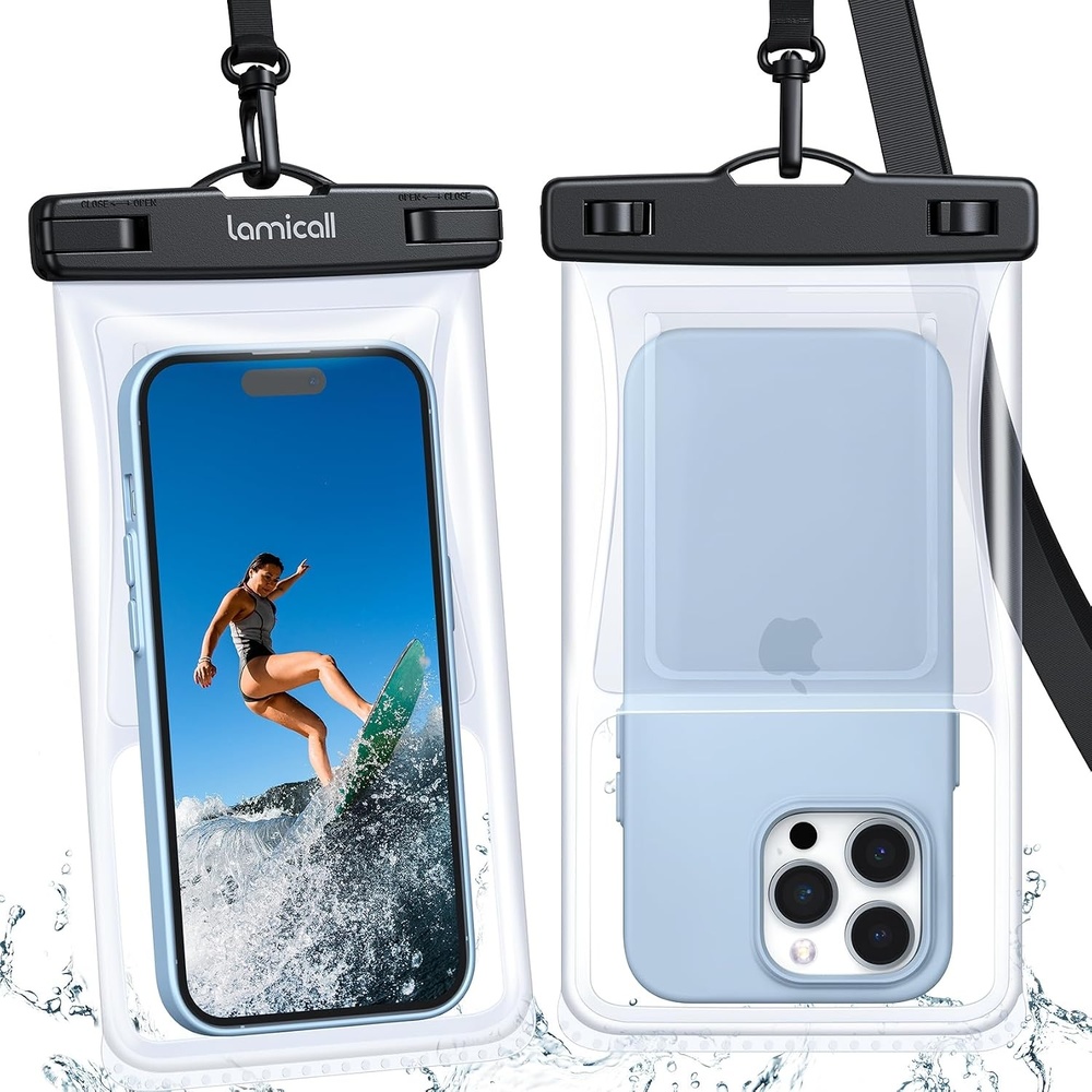 image:imageLamicall 2PCS Waterproof Phone Pouch Floating  88 Soft 3D Seamless Design IPX8 Water Proof Cell Phone for Beach Dry Bag Beach Essentials for Cruise Travel Protector for 47 inches Phone