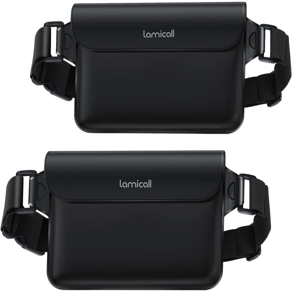 image:imageLamicall 2Pack Waterproof Fanny Packs Dry Bag Pouch Elastic Waist Strap Phone Waterproof Waist Pouch Dry Bag Beach Kayaking Swimming Cruise Essentials 87 for iPhone 16 15 14 13 Pro Max