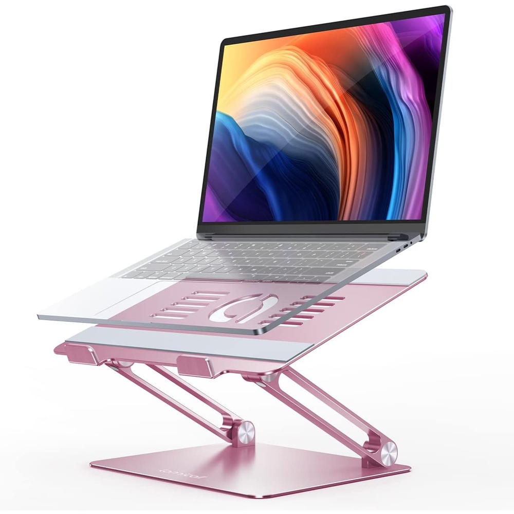 image:imageLamicall Adjustable Laptop Stand for Desk for MacBook Air Pro HP 10173 Aluminum Computer Notebook Holder Portable Laptop Riser Foldable Ergonomic Office Desk Accessories for Dell XPS Silver4Pink