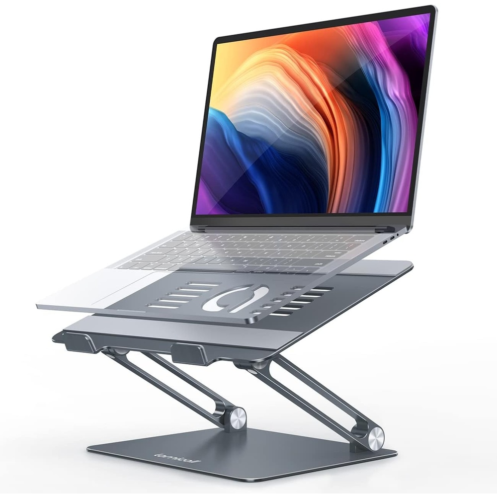 image:imageLamicall Adjustable Laptop Stand for Desk for MacBook Air Pro HP 10173 Aluminum Computer Notebook Holder Portable Laptop Riser Foldable Ergonomic Office Desk Accessories for Dell XPS Silver3Gray