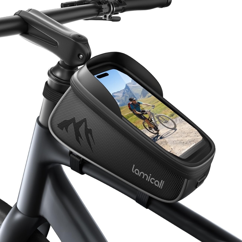 image:imageLamicall Bike Frame Bag Waterproof 16L Large Capacity Bike Phone Bag Bike Phone Holder Mount Bicycle Front Bag Cycling Pouch with Rain Cover Bike Accessories for Phones Under 7