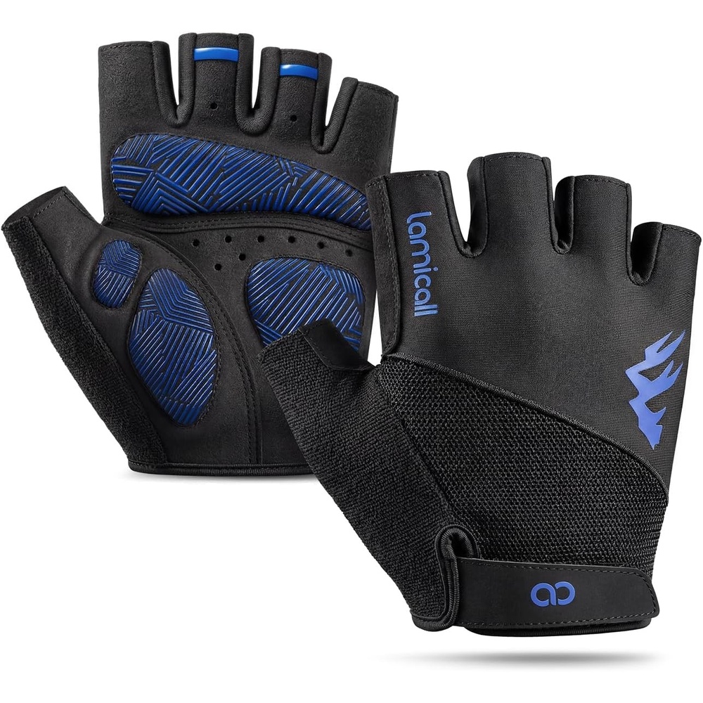 image:imageLamicall Bike Gloves for Men Women AntiSlip ShockAbsorbing Pad Workout Gloves Breathable Materials Cycling Gloves for Bicycle Gym Motorcycle Hiking Indoor amp Outdoor SportsBlue