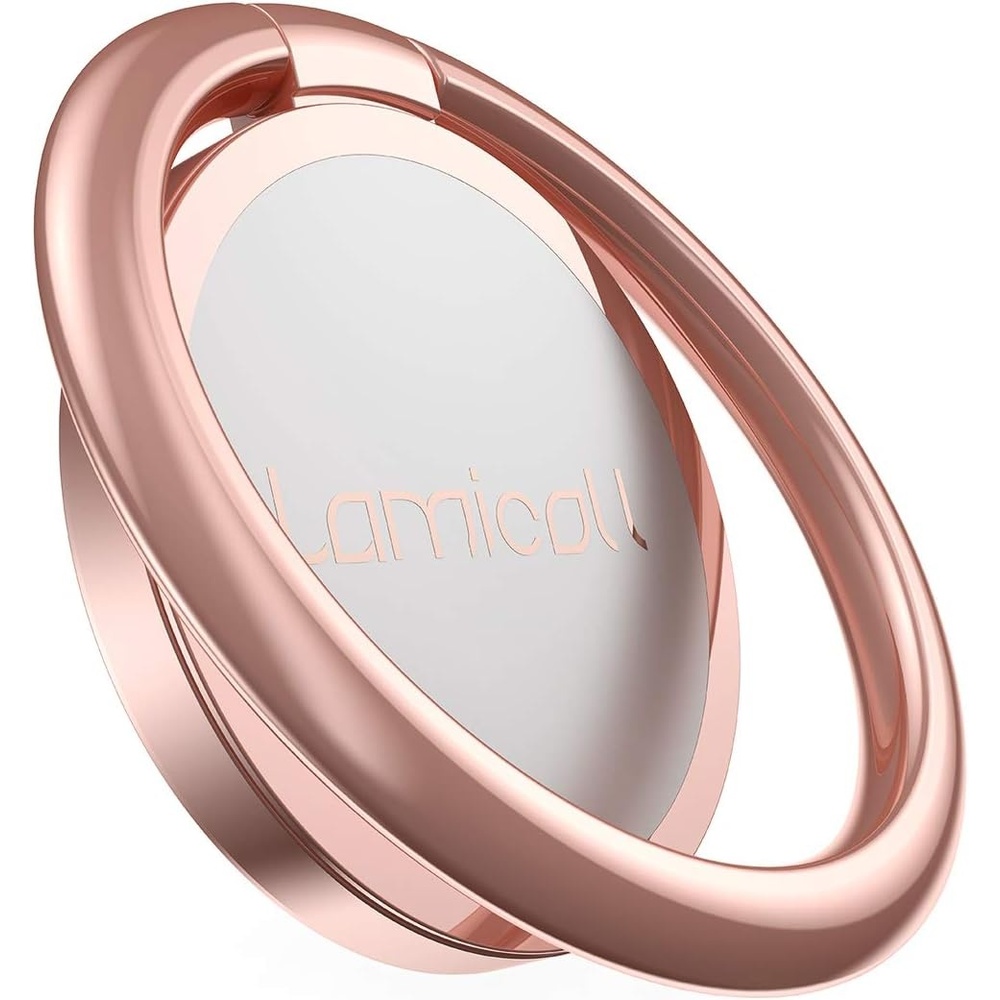 image:imageLamicall Cell Phone Ring Holder Stand Polished Metal Finger Grip 360 Rotation Finger Ring Kickstand for Magnetic Car Mount Fit iPhone 17 16 Pro Max Androids Cellphone AccessoriesRose Gold