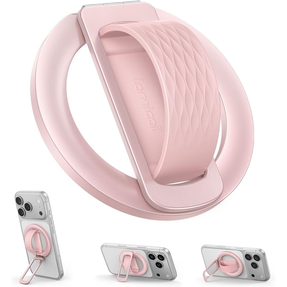 image:imageLamicall Cosmic Orange Silicone Finger Loop Magnetic Phone Grip for MagSafe  Durable Zinc Alloy Stand Kickstand Magnet Cell Phone Ring Holder for iPhone 17 Pro Max All Phones Mag Safe AccessoriesSoft Pink  Zinc Alloy  Silicone Grip